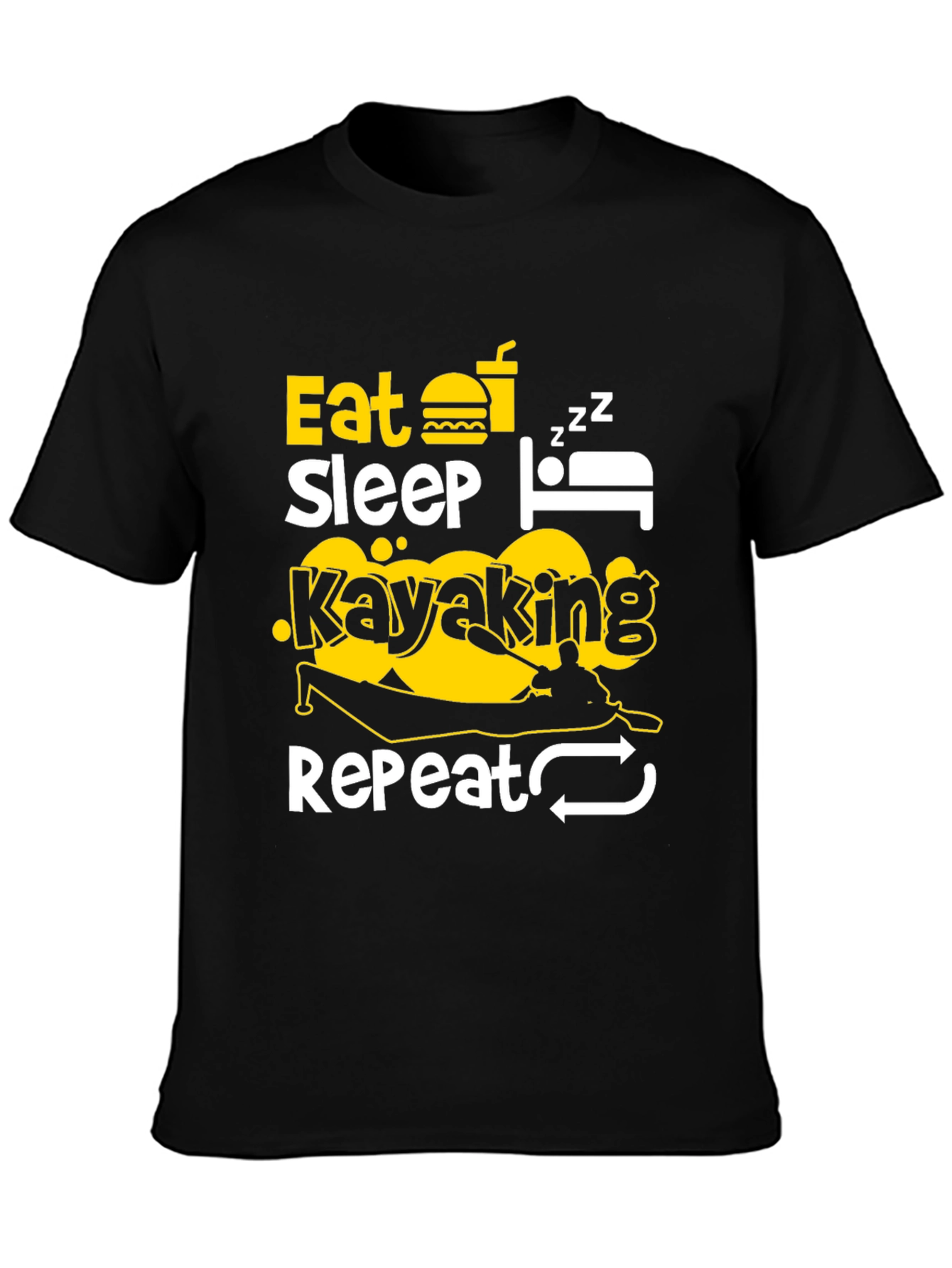 Eat Sleep Kayaking Repeat Black T-Shirt