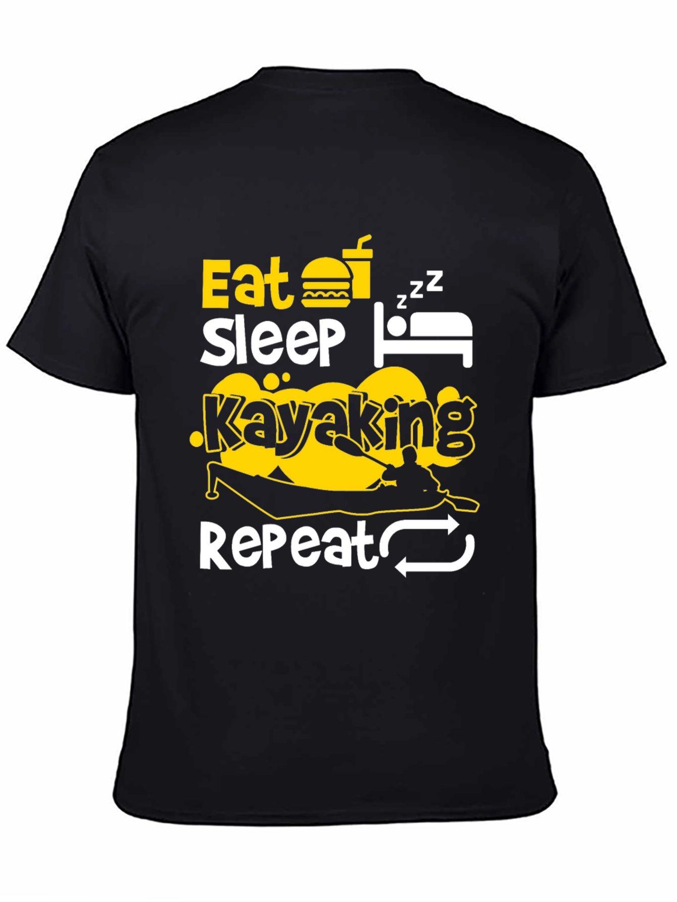 Eat Sleep Kayaking Repeat Black T-Shirt