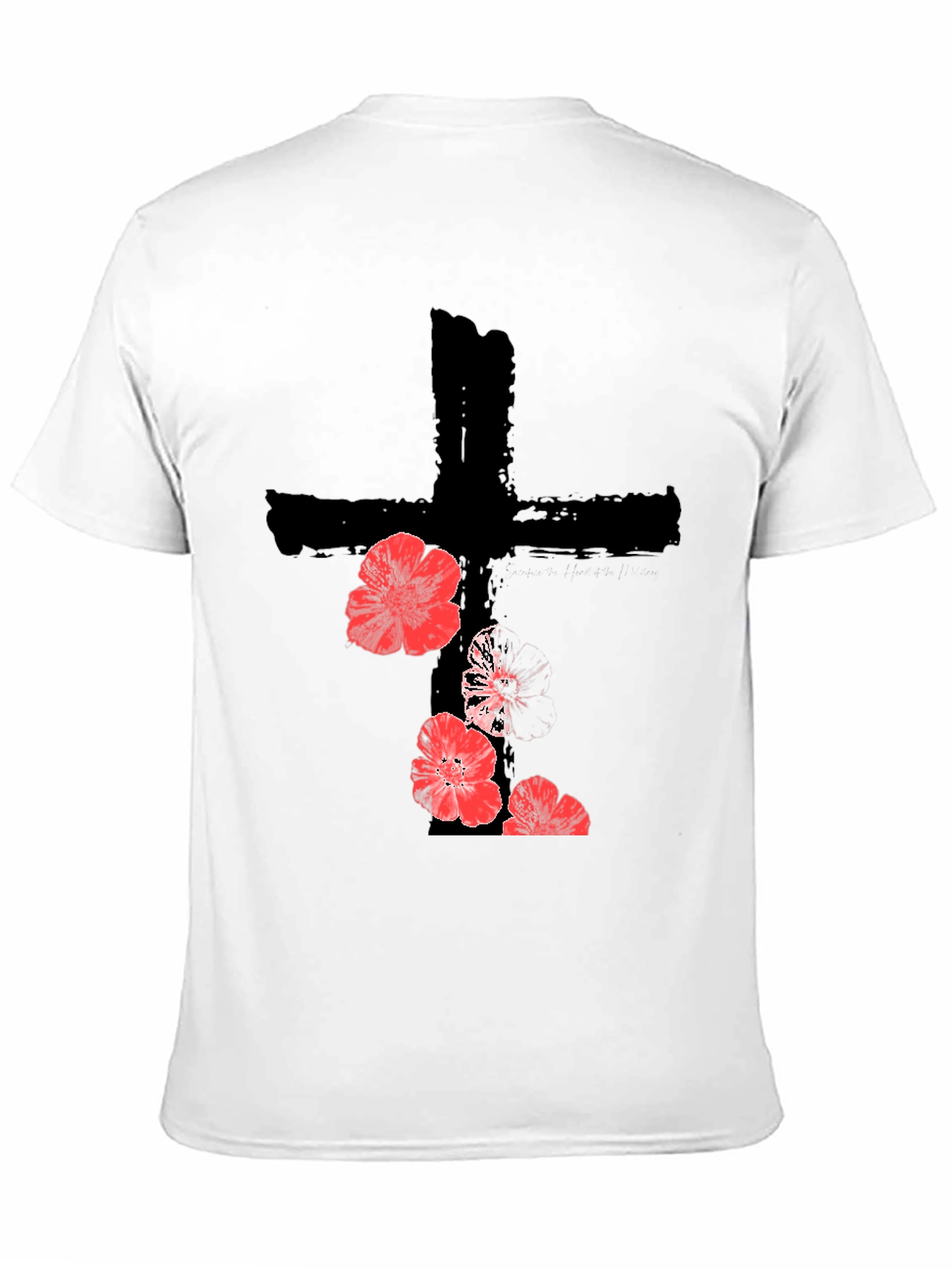 Floral Cross Graphic T-Shirt - Black