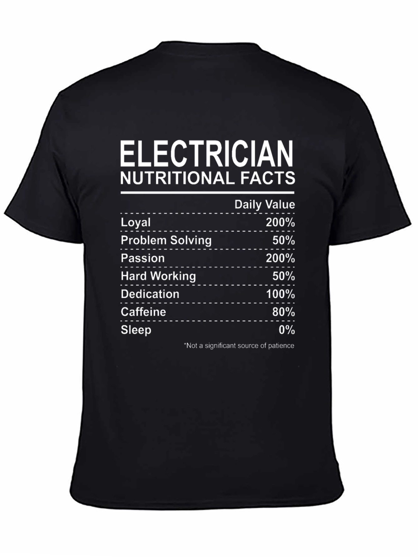 Electrician Nutritional Facts Graphic T-Shirt