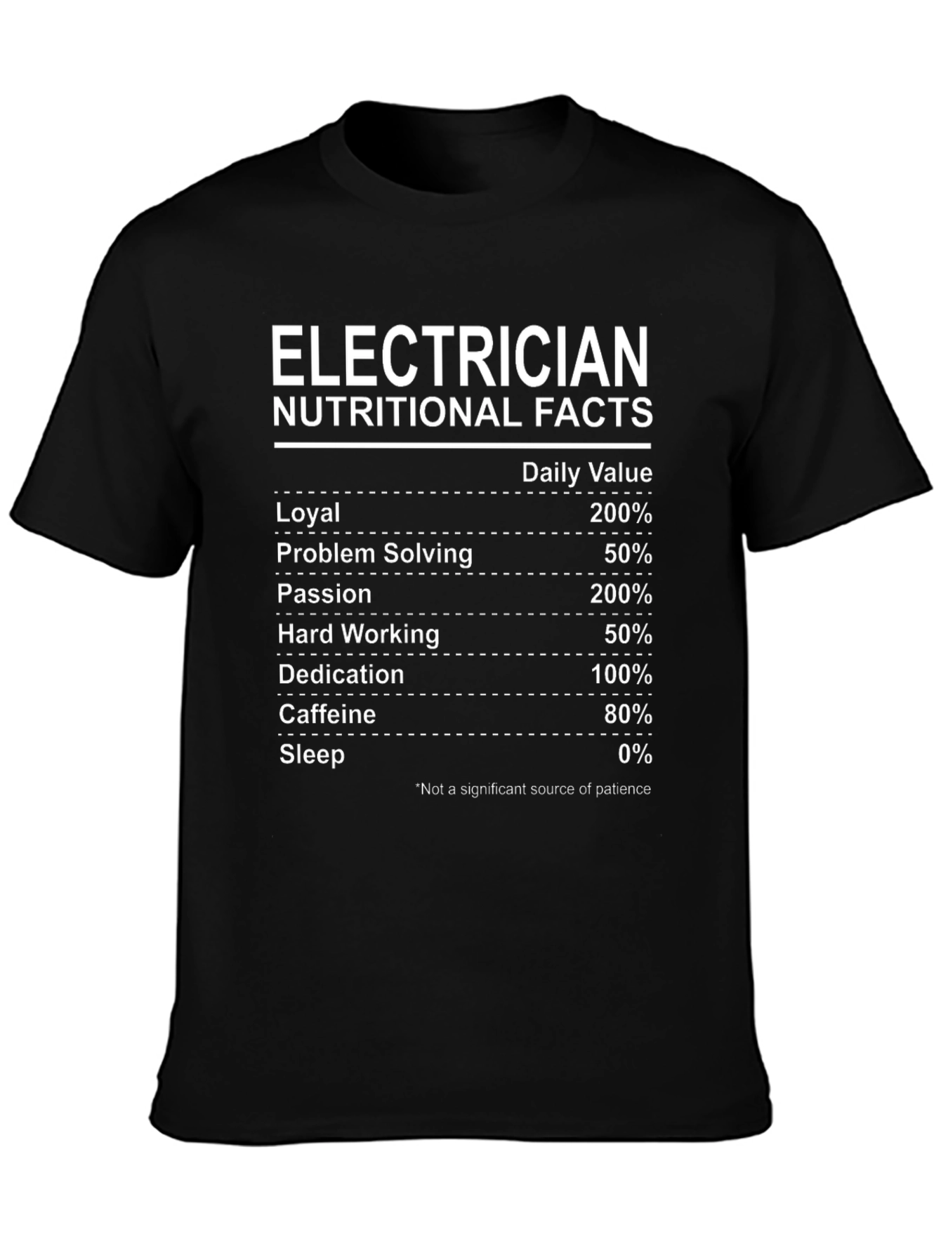 Electrician Nutritional Facts Graphic T-Shirt
