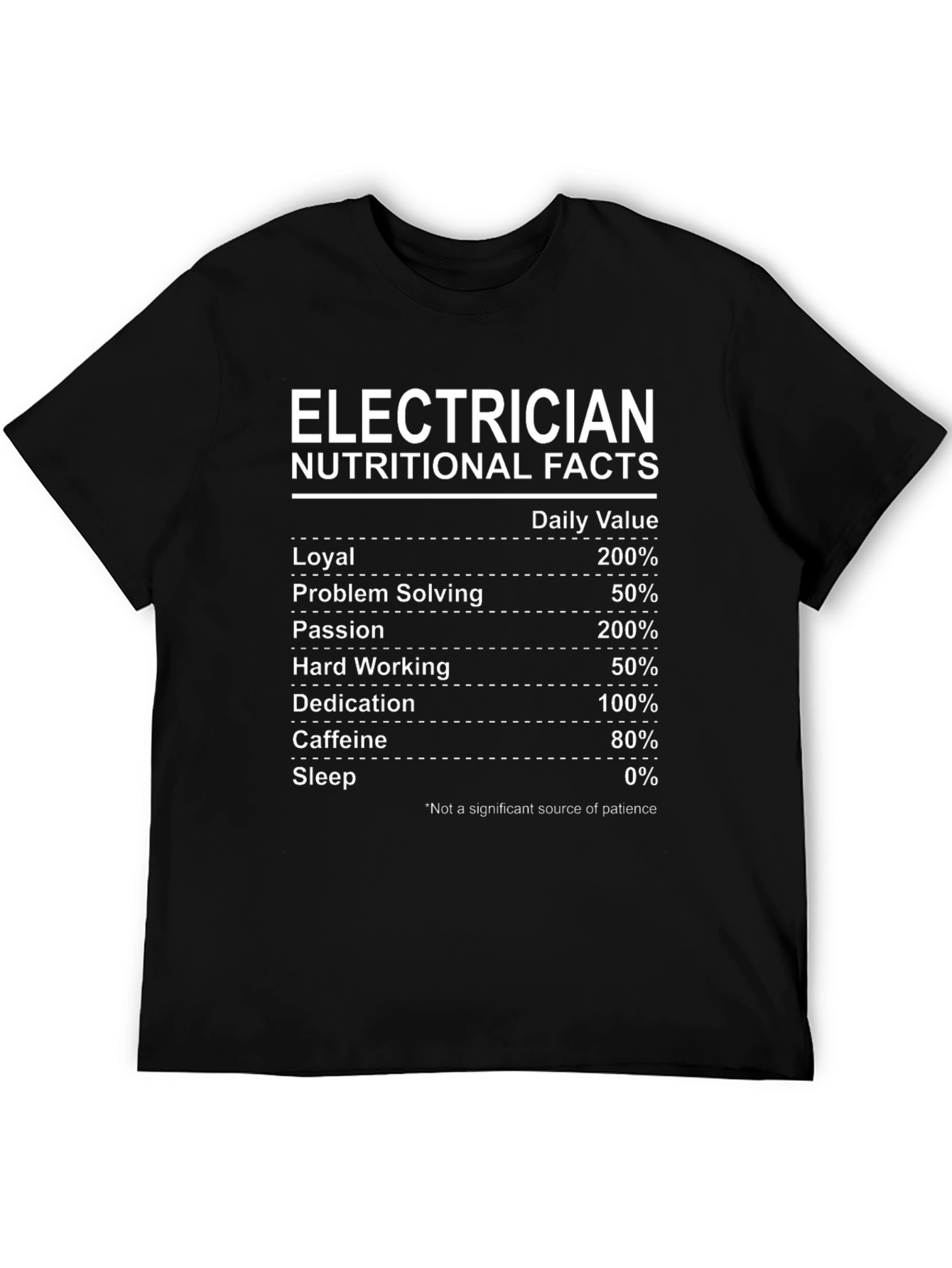Electrician Nutritional Facts Graphic T-Shirt