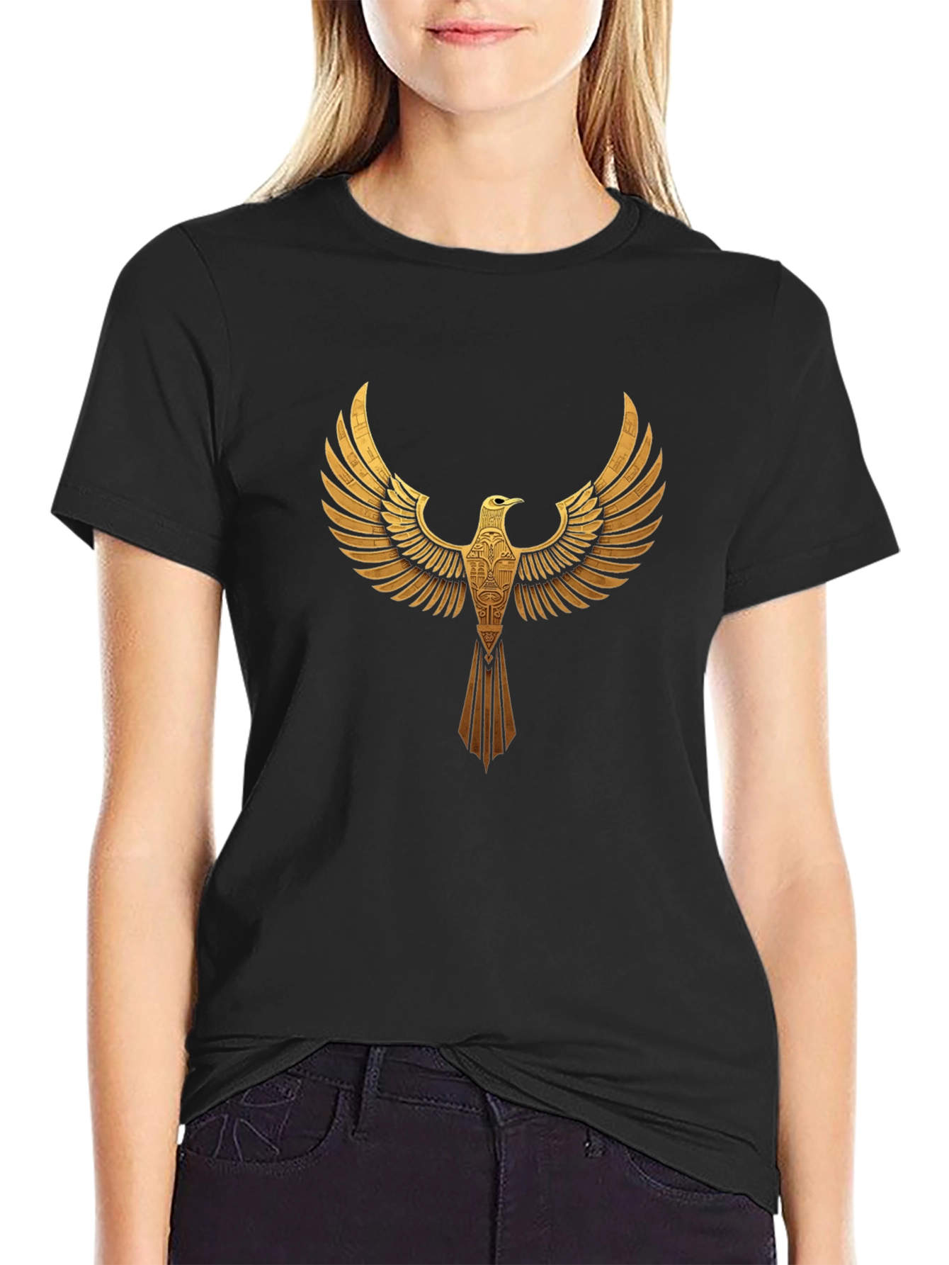 Golden Eagle Graphic Black T-Shirt