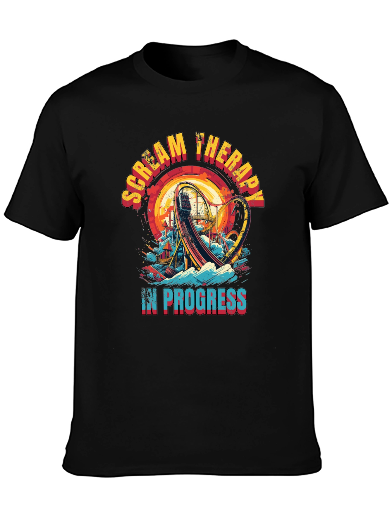Scream Therapy T-Shirt: Roller Coaster Thrill Ride Design