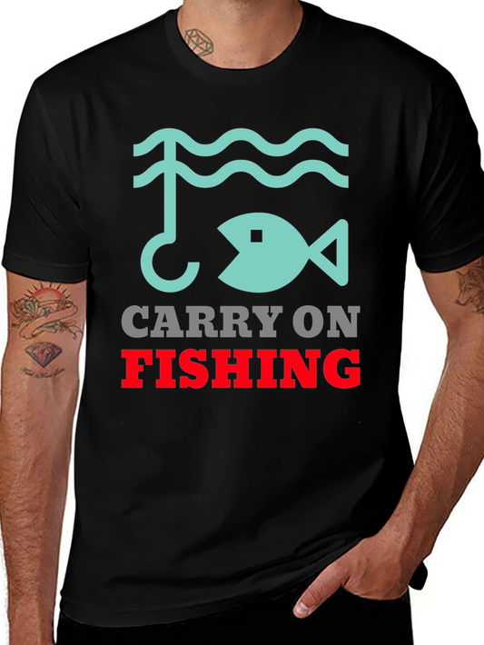 Carry On Fishing Graphic Tee - Black Cotton T-Shirt