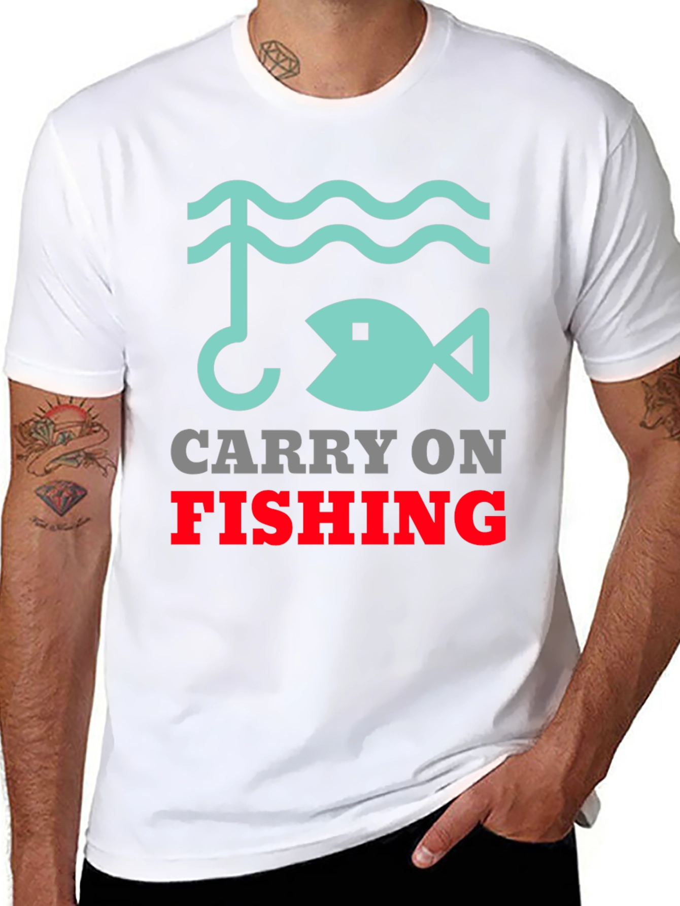 Carry On Fishing Graphic Tee - Black Cotton T-Shirt