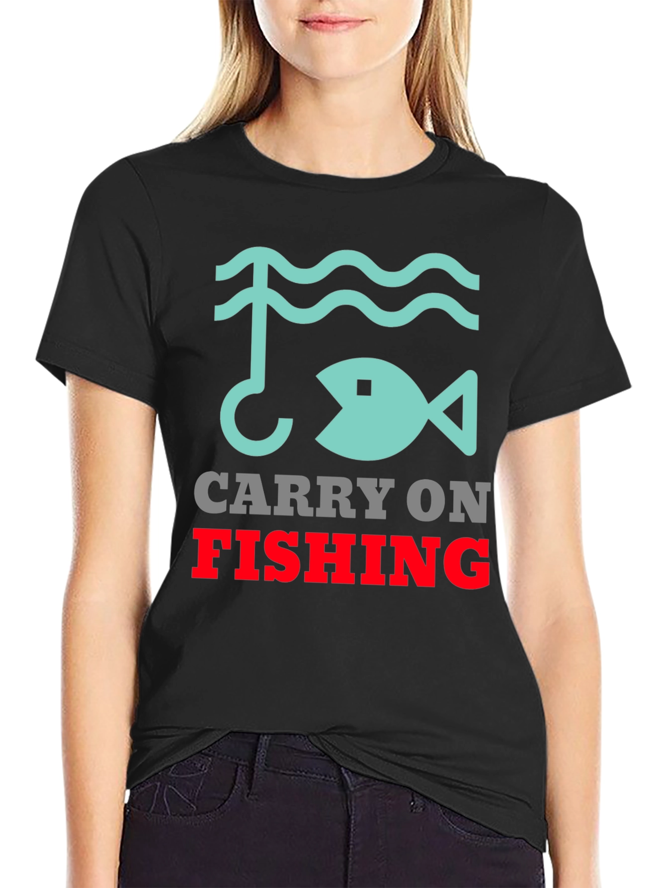 Carry On Fishing Graphic Tee - Black Cotton T-Shirt