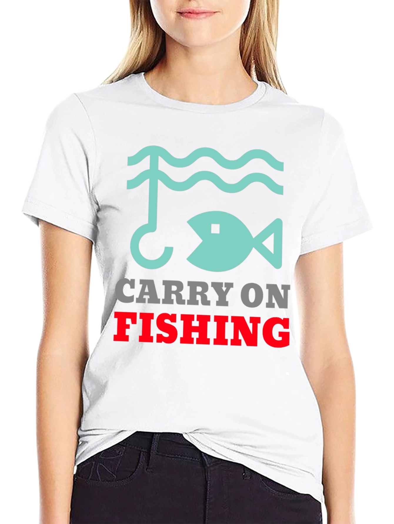 Carry On Fishing Graphic Tee - Black Cotton T-Shirt
