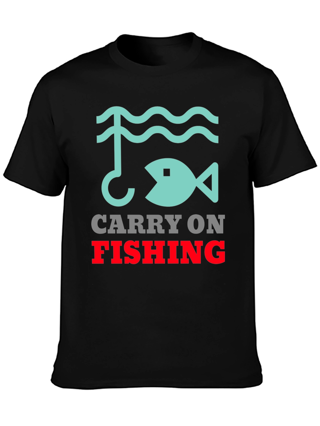 Carry On Fishing Graphic Tee - Black Cotton T-Shirt