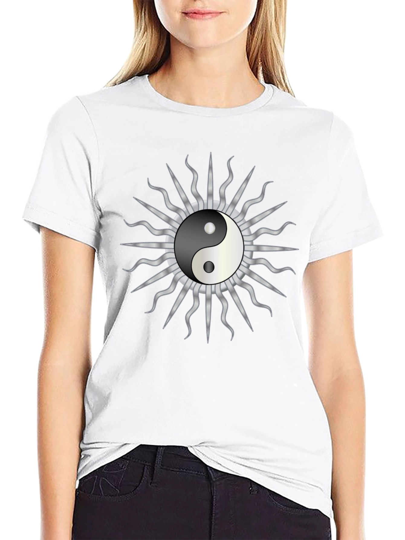 Yin Yang Sun Graphic T-Shirt - Harmony & Style