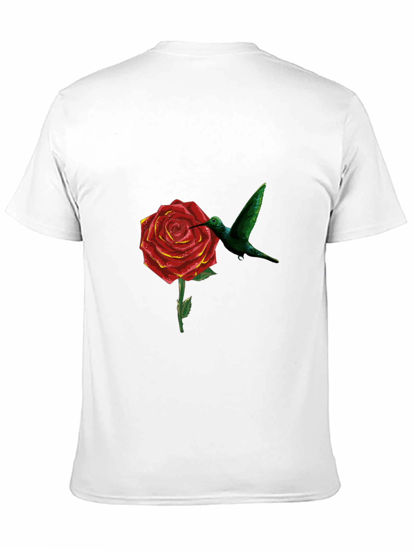 Hummingbird and Rose Graphic Black T-Shirt