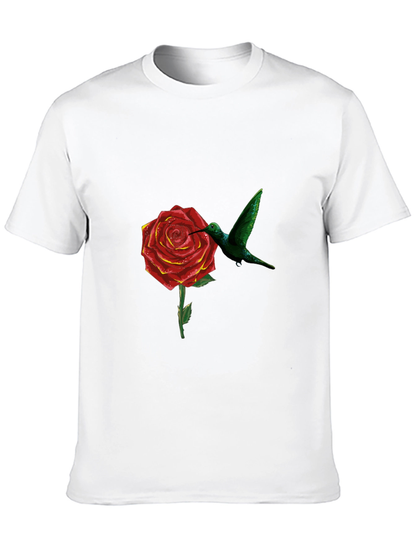 Hummingbird and Rose Graphic Black T-Shirt