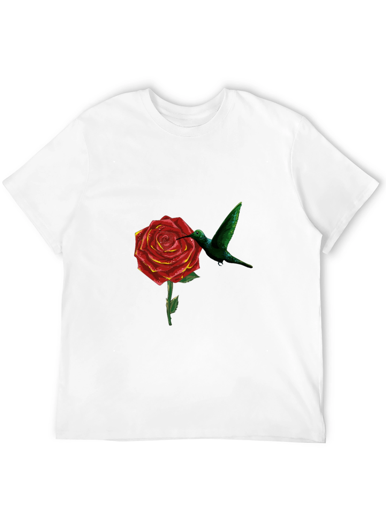 Hummingbird and Rose Graphic Black T-Shirt