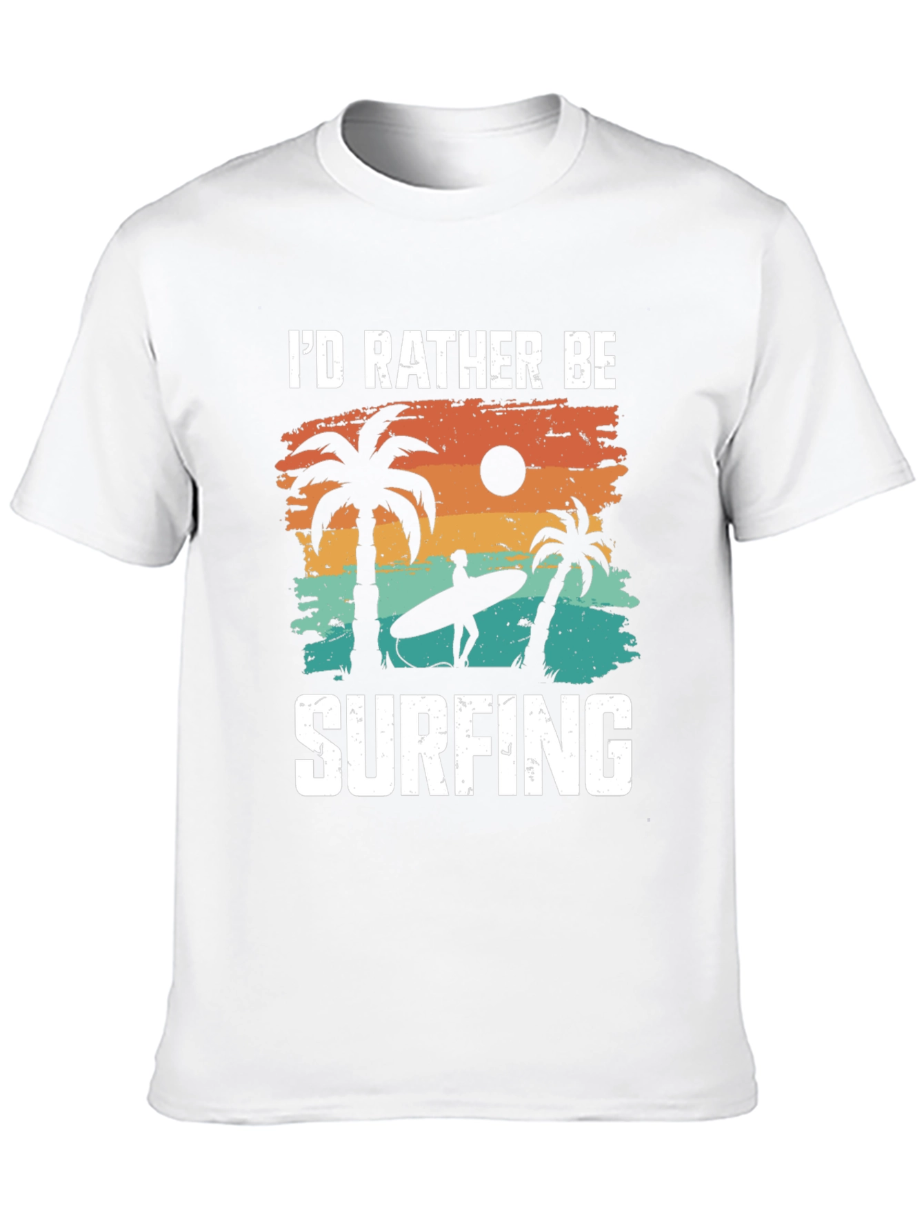 Id Rather Be Surfing T-Shirt: Beach Palm Tree Design