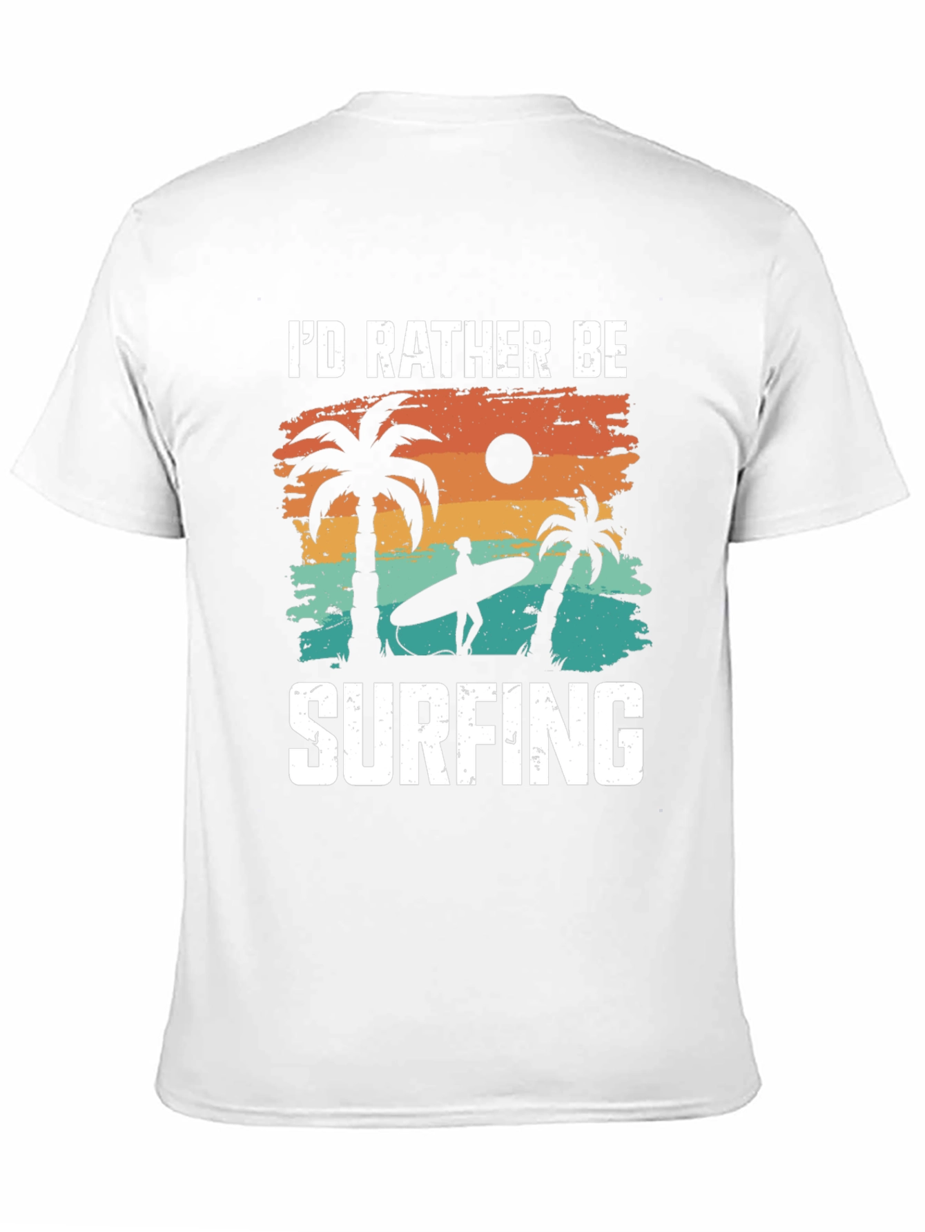Id Rather Be Surfing T-Shirt: Beach Palm Tree Design