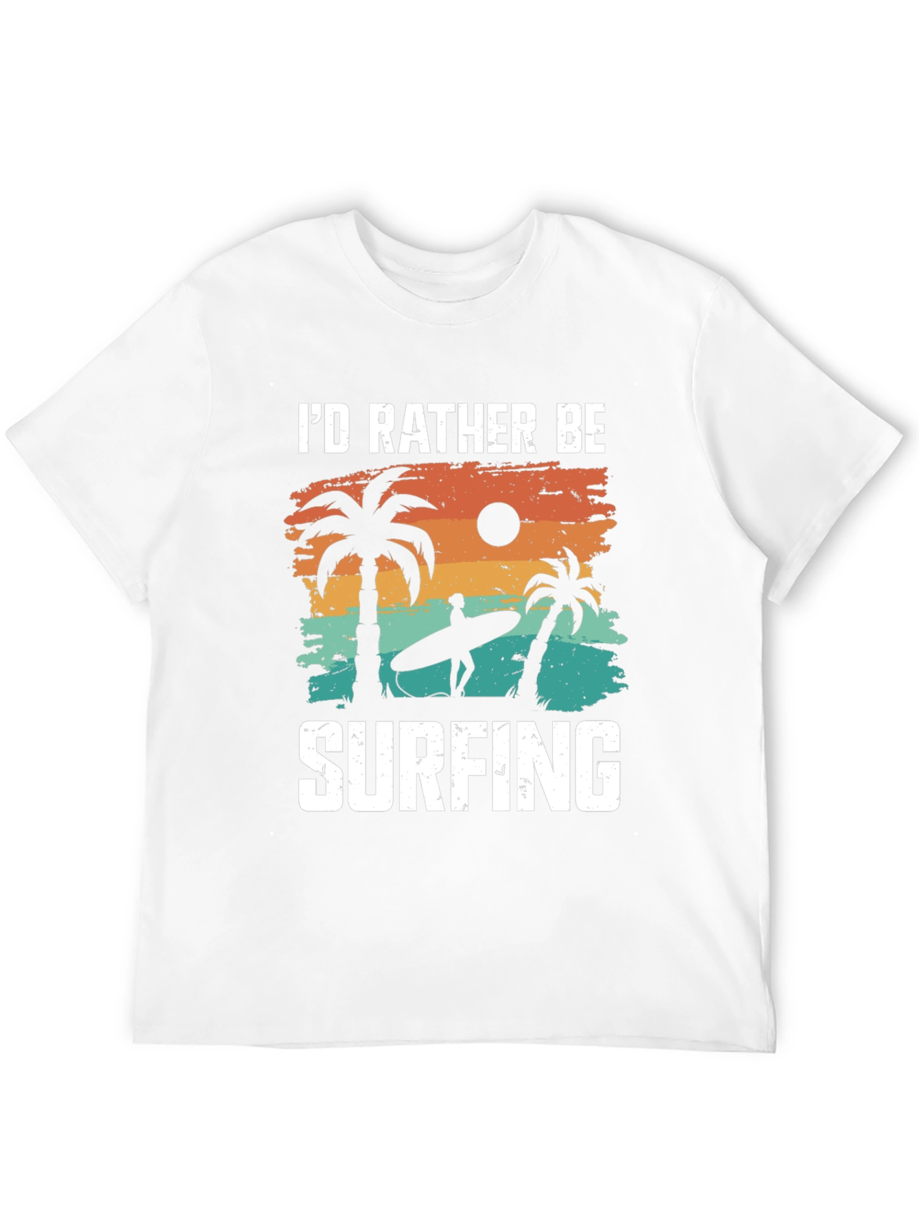 Id Rather Be Surfing T-Shirt: Beach Palm Tree Design