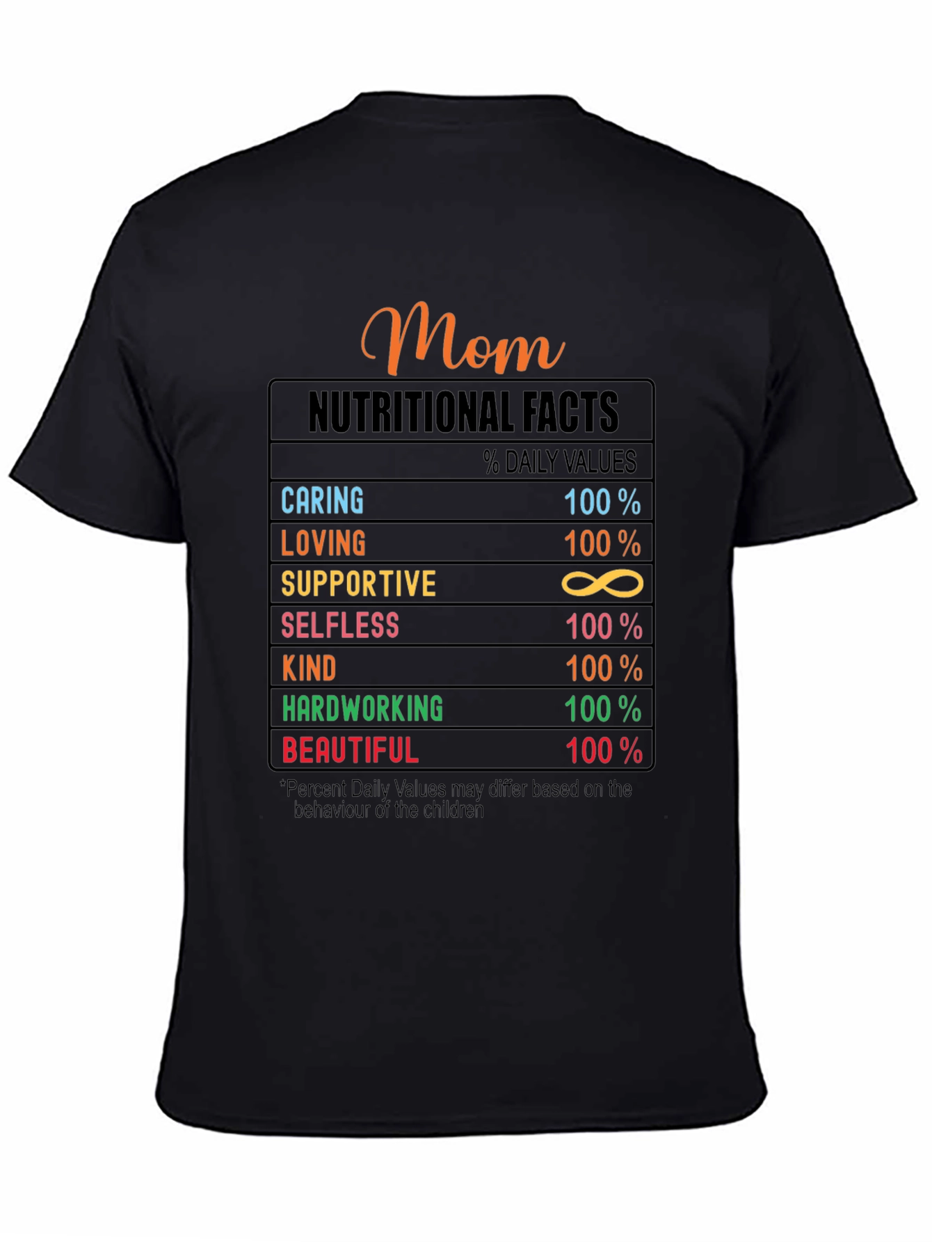Mom Nutritional Facts Graphic T-Shirt