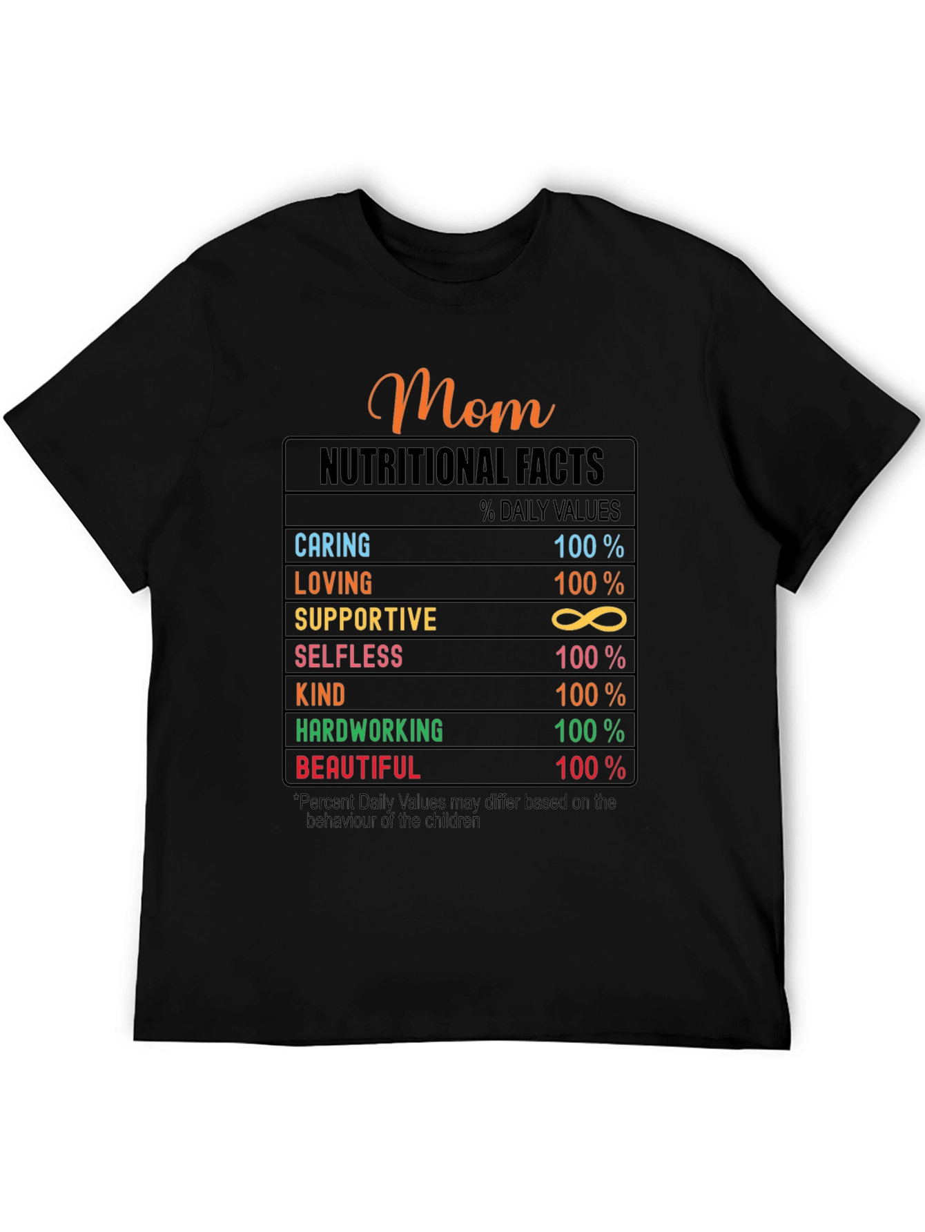 Mom Nutritional Facts Graphic T-Shirt