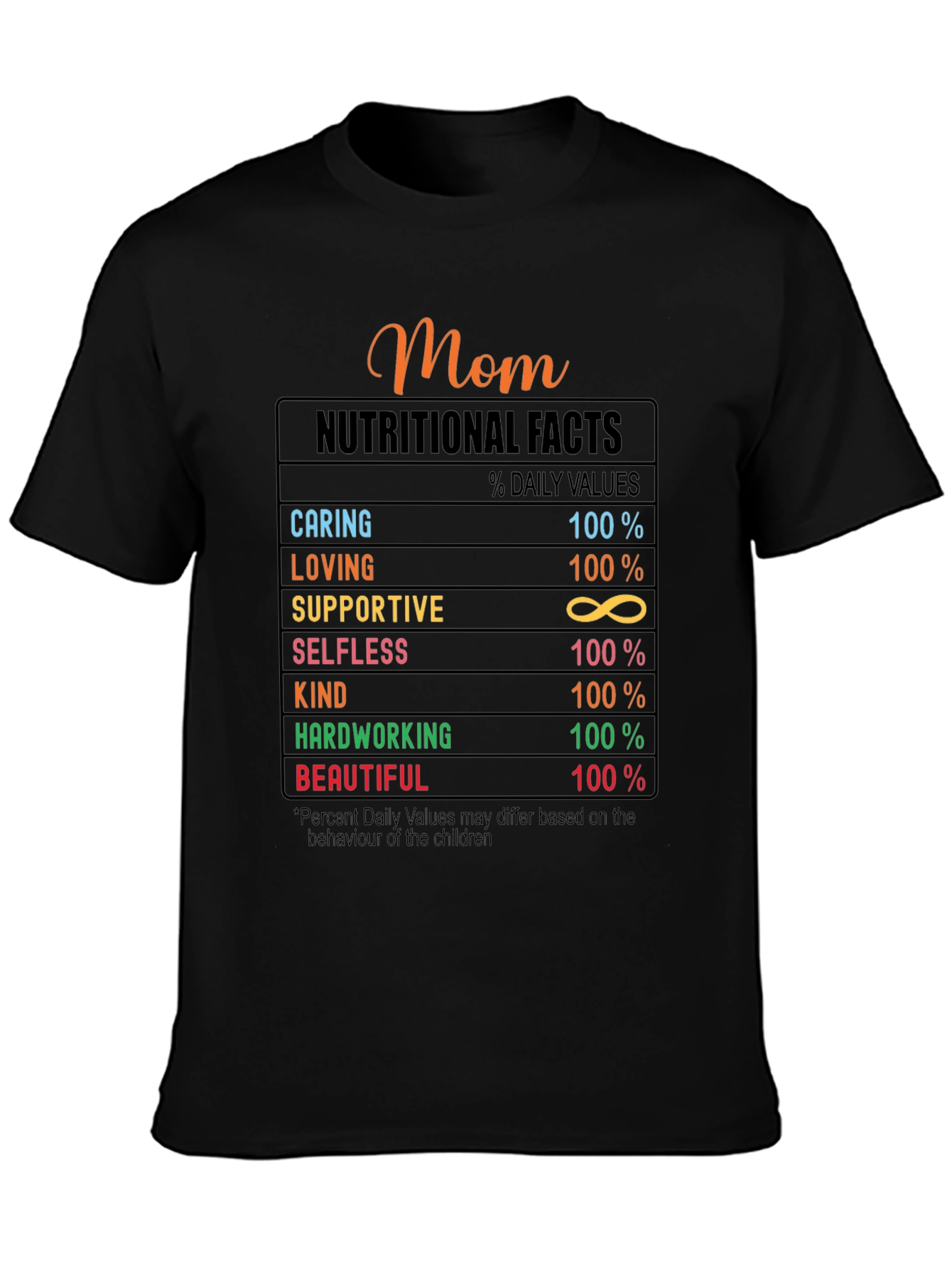 Mom Nutritional Facts Graphic T-Shirt
