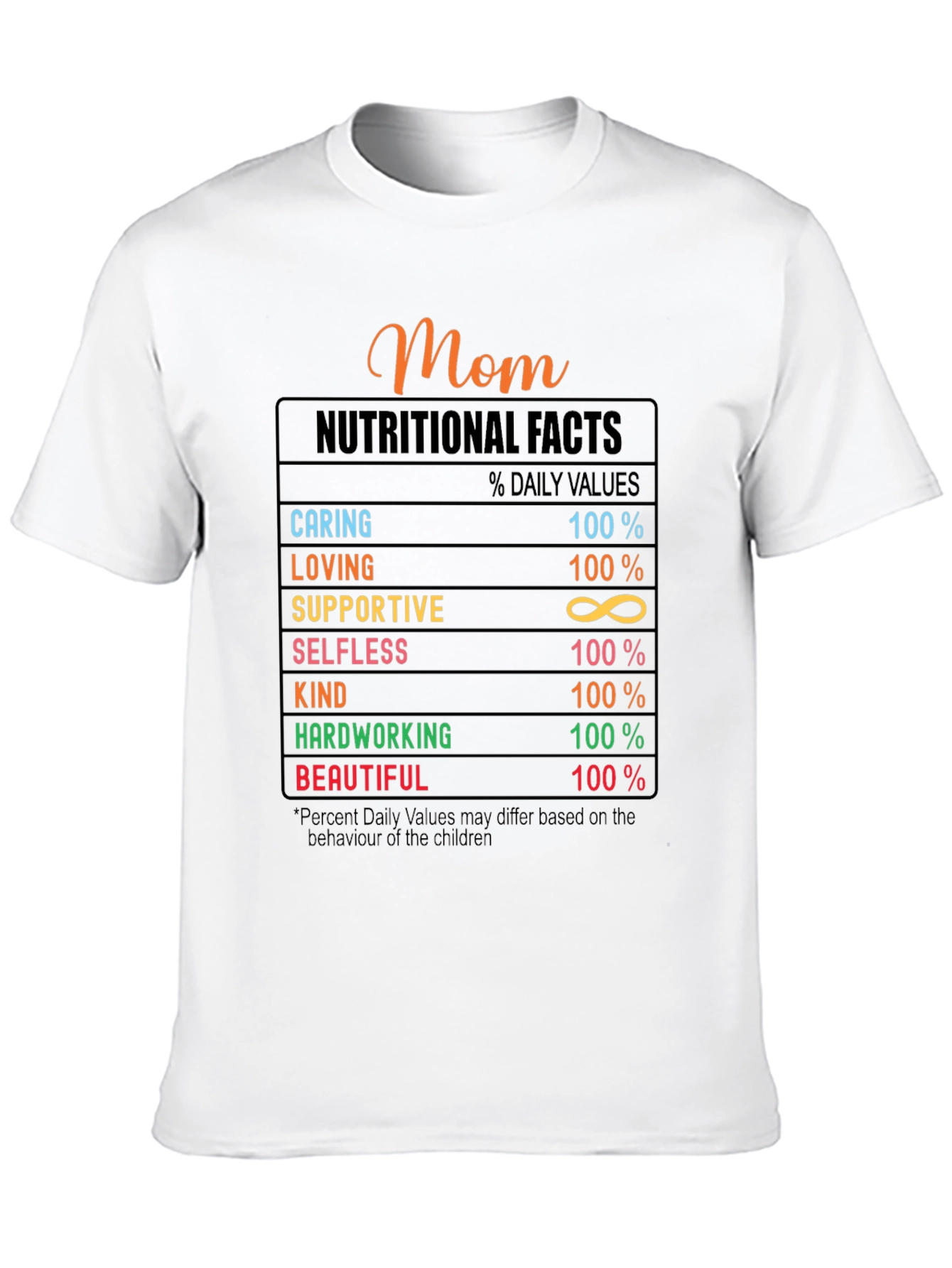 Mom Nutritional Facts Graphic T-Shirt