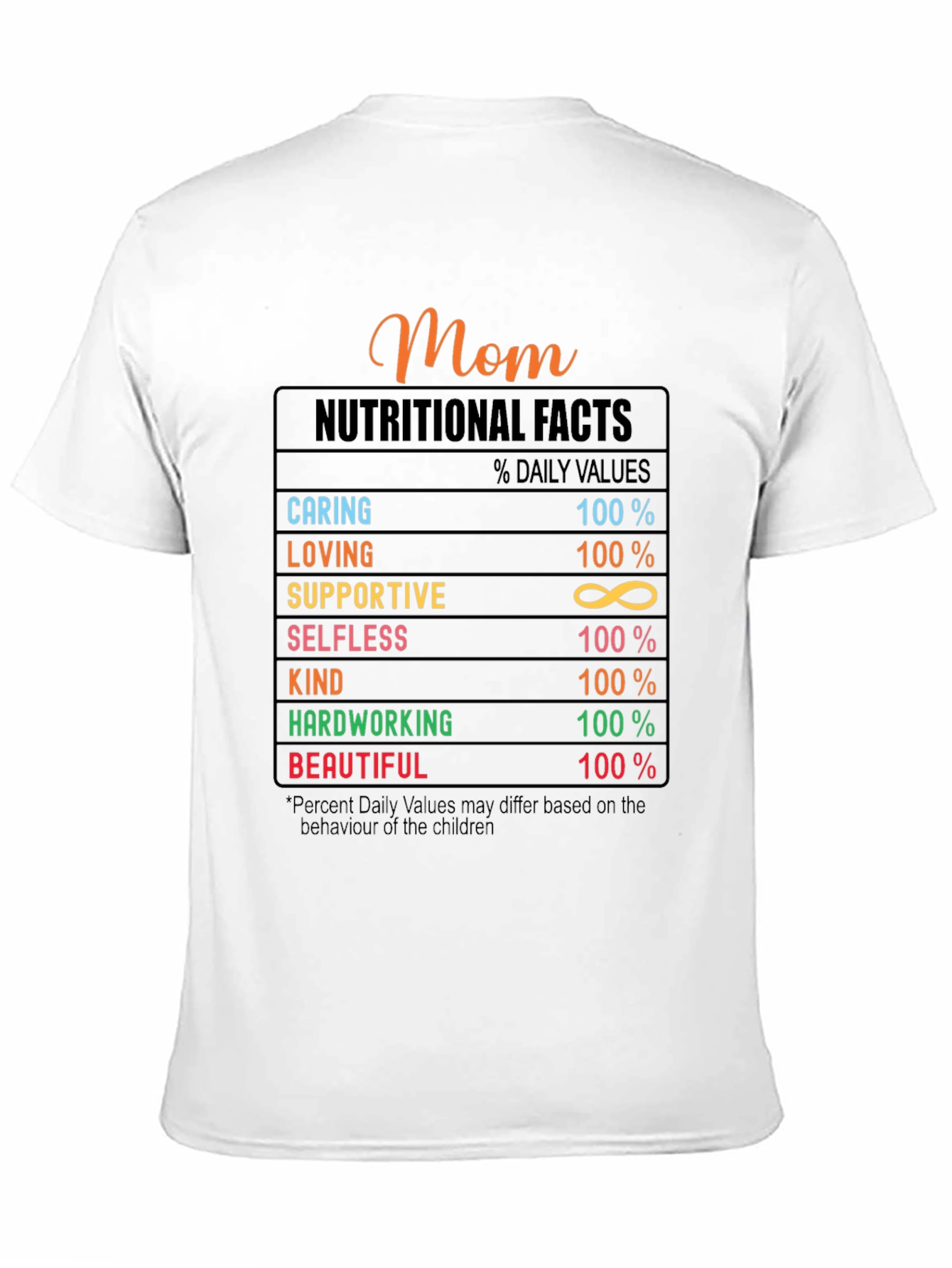 Mom Nutritional Facts Graphic T-Shirt