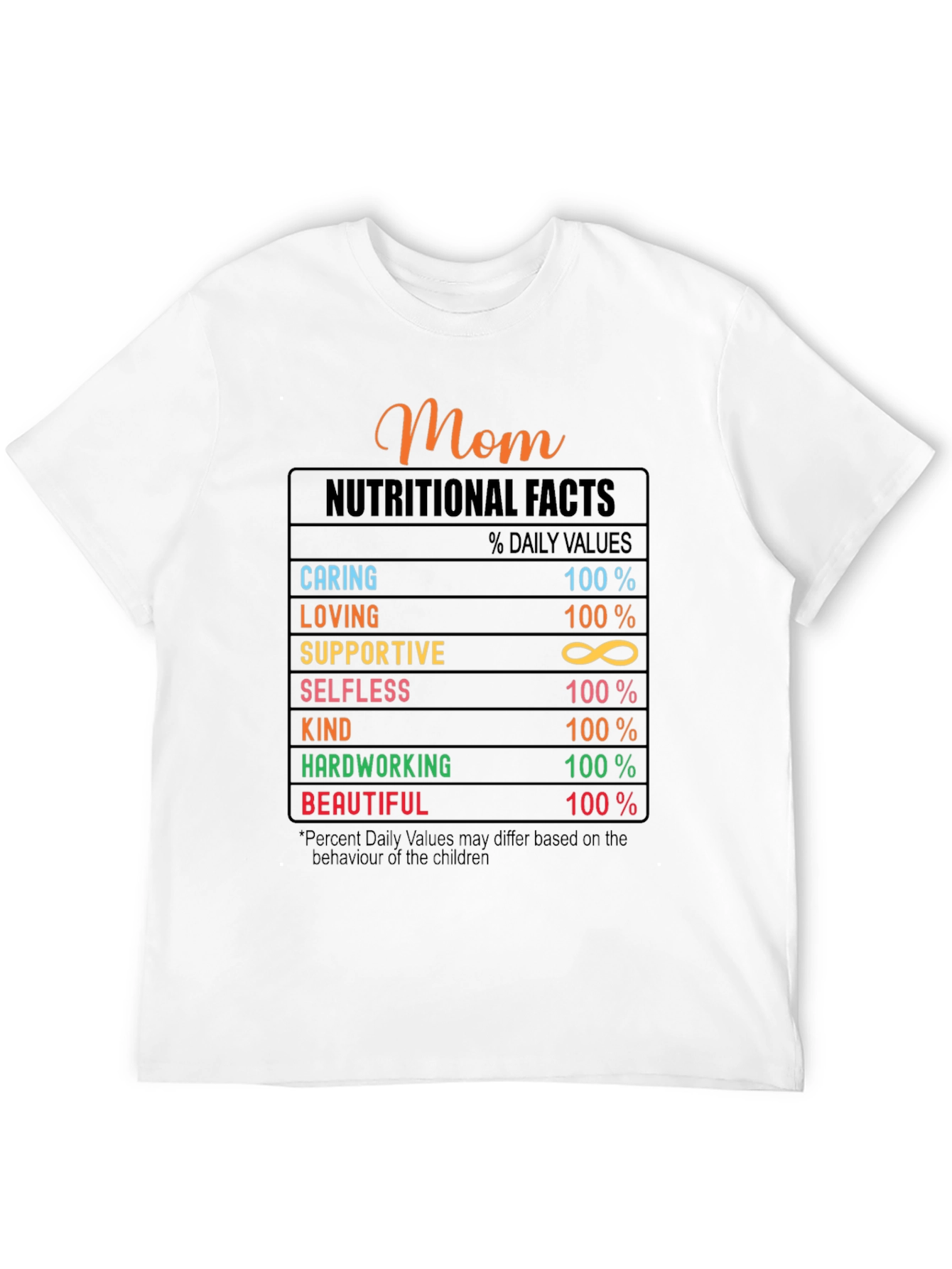 Mom Nutritional Facts Graphic T-Shirt