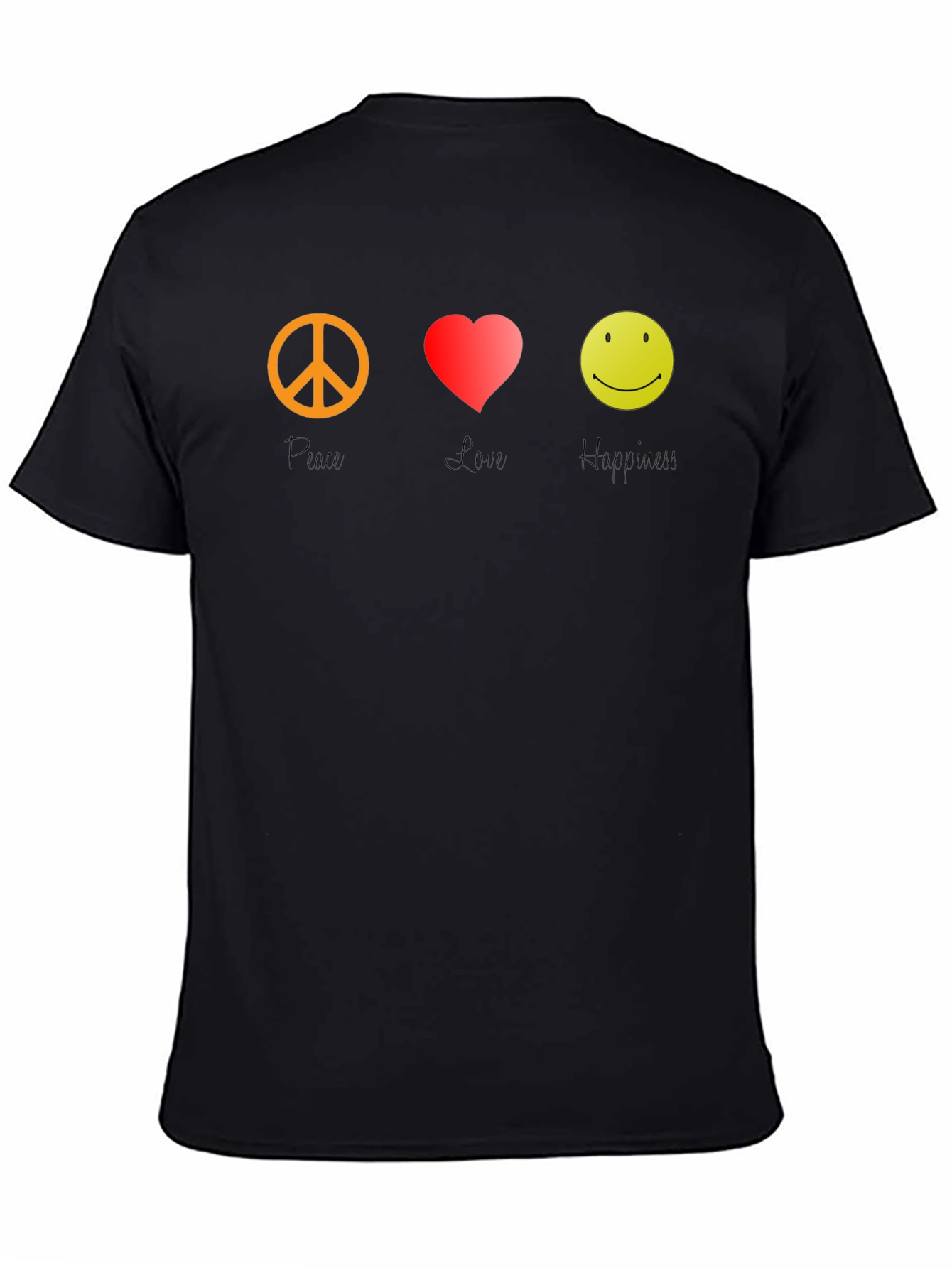 Peace Love Happy Graphic Tee - Black T-Shirt