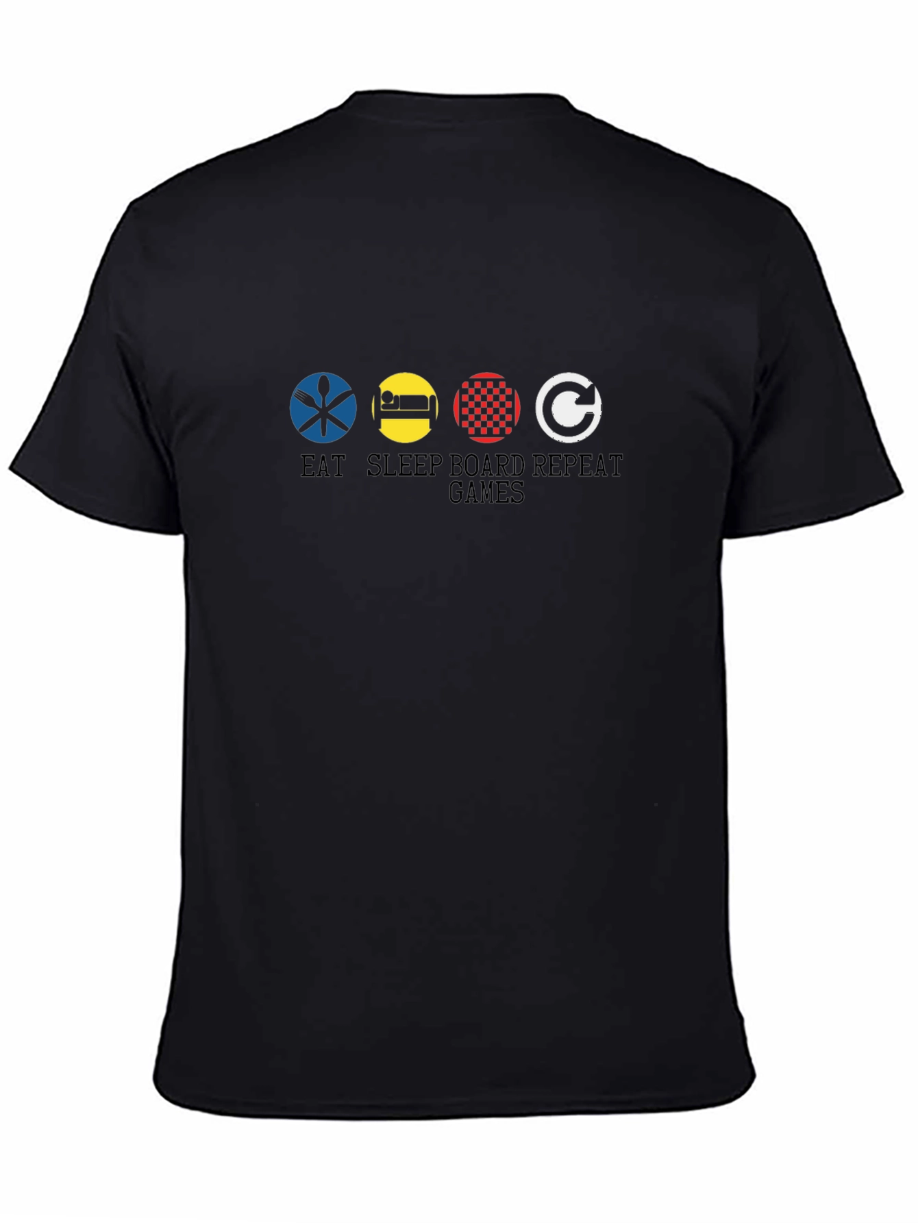 Eat Sleep Board Games Repeat Black T-Shirt