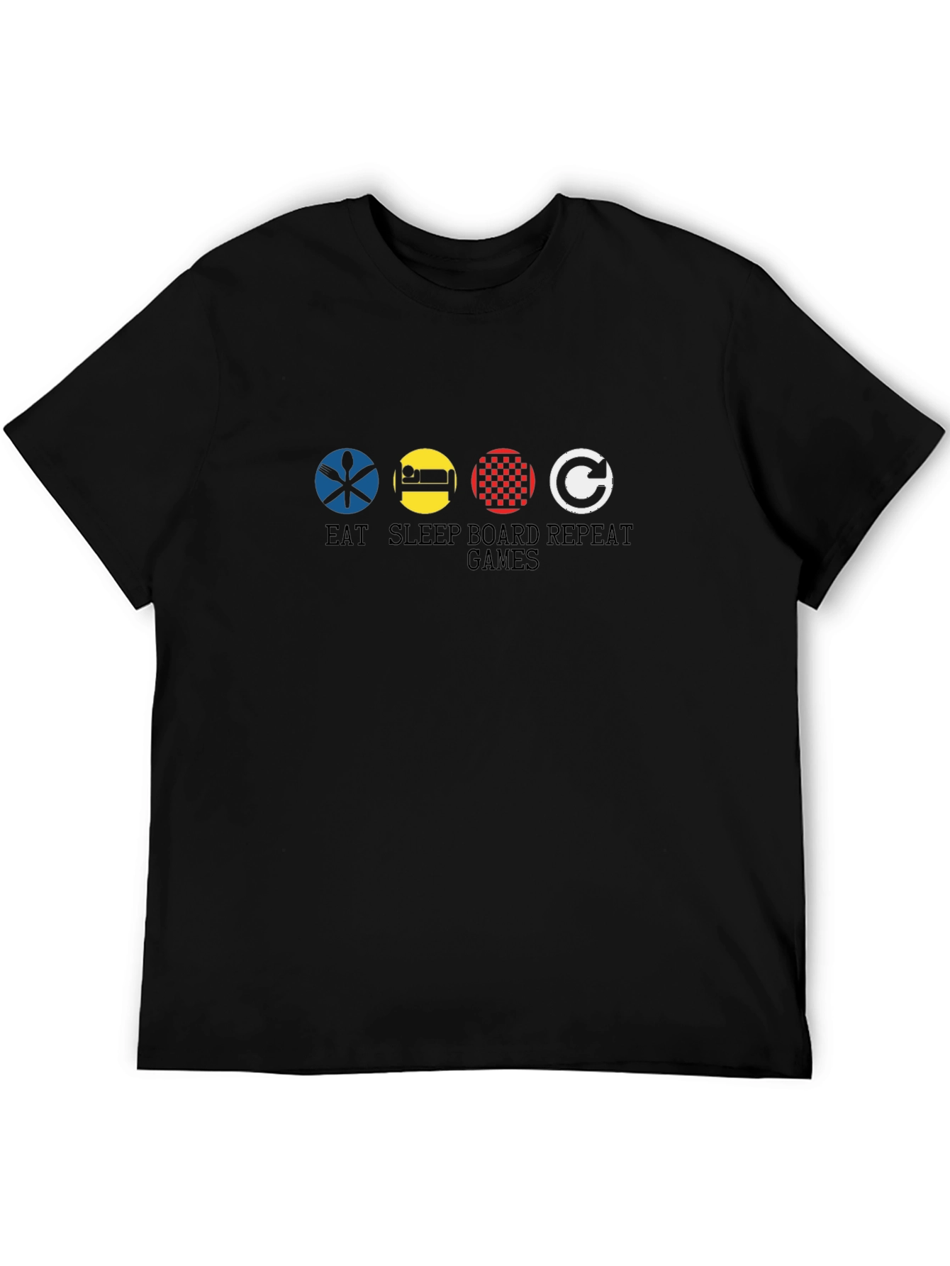 Eat Sleep Board Games Repeat Black T-Shirt