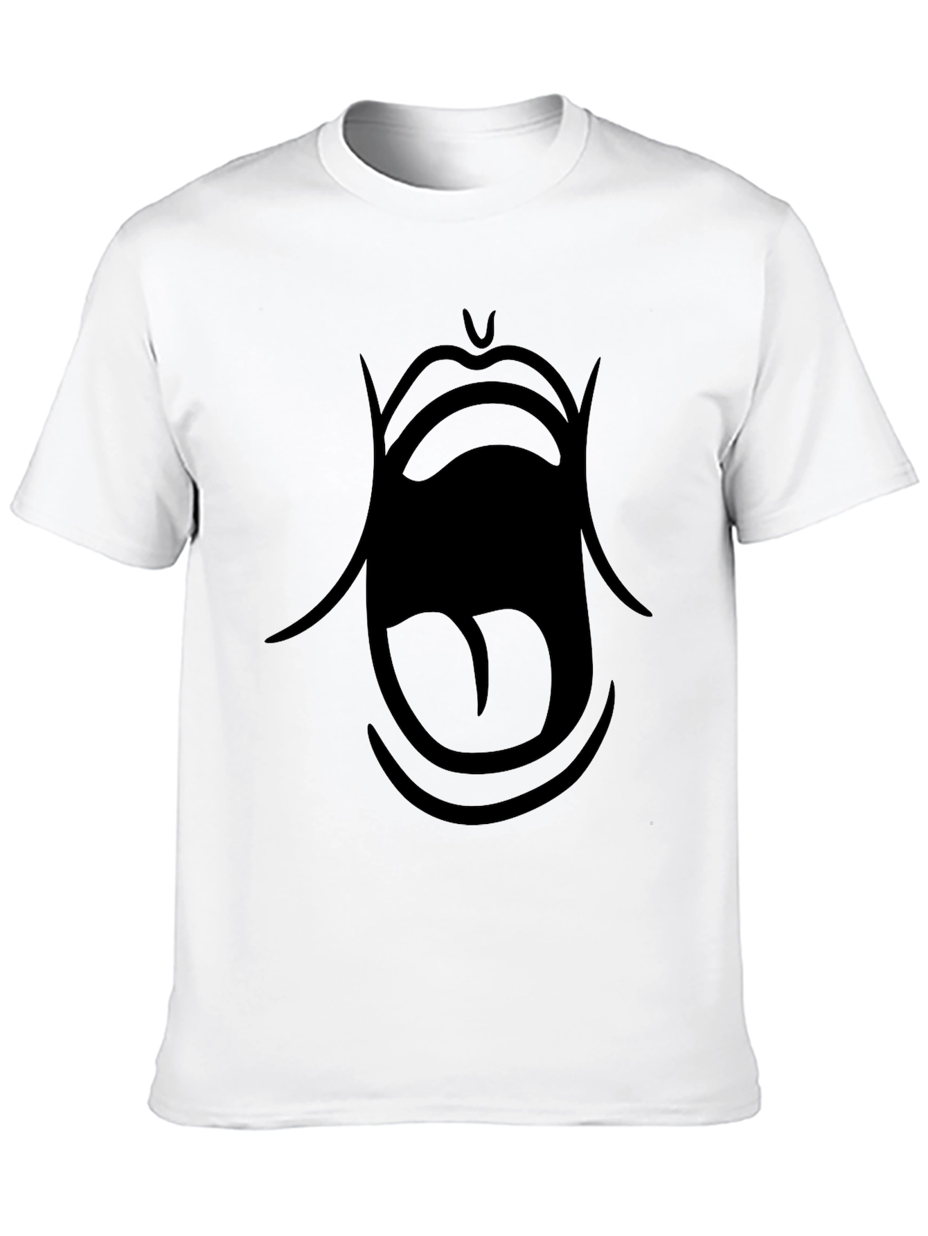 Bold Graphic Tee: Open Mouth Design - Black