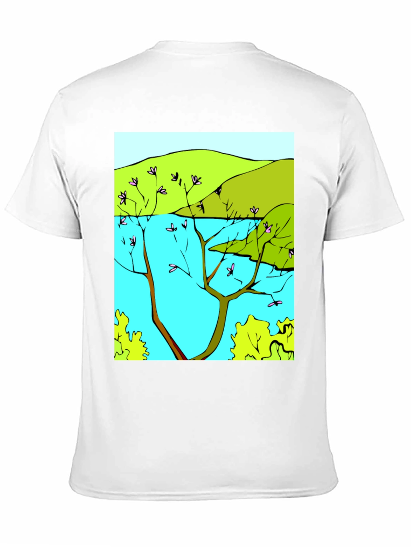 Nature Scene Graphic T-Shirt - Stylish Black Tee