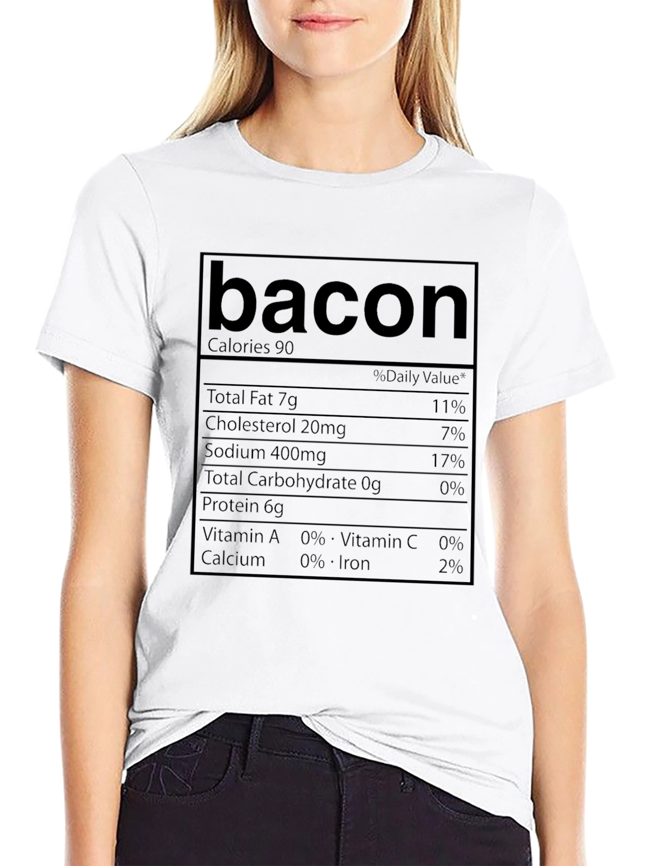 Bacon Nutrition Facts T-Shirt Novelty Foodie Tee