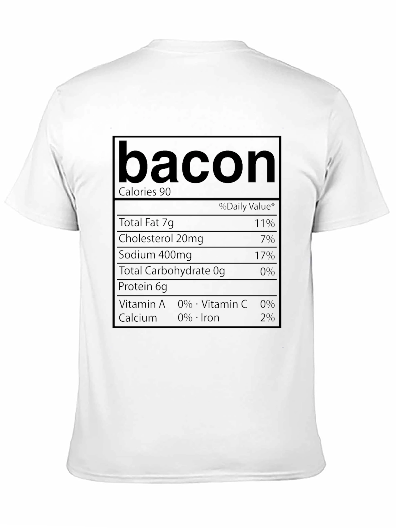 Bacon Nutrition Facts T-Shirt Novelty Foodie Tee