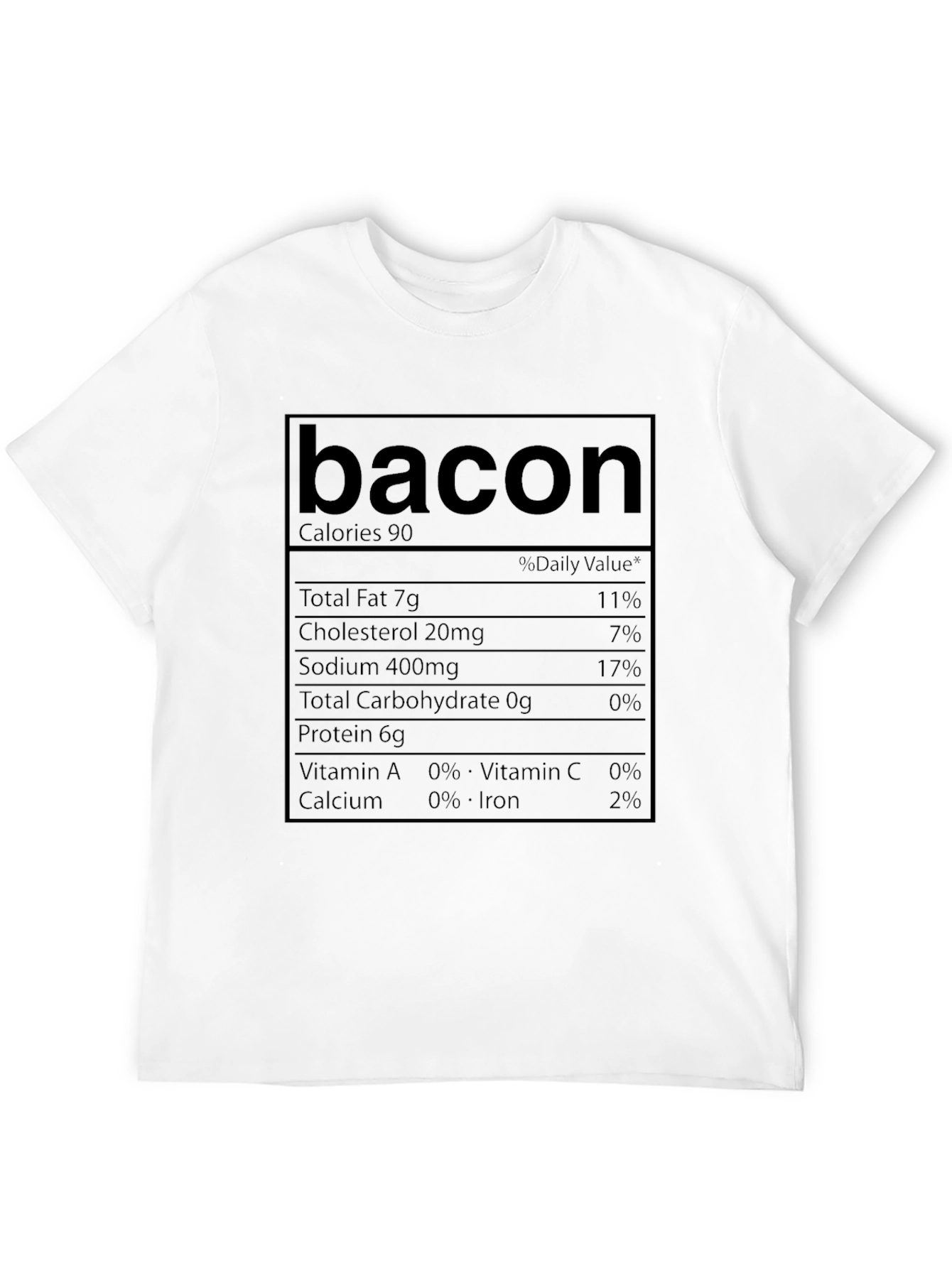 Bacon Nutrition Facts T-Shirt Novelty Foodie Tee