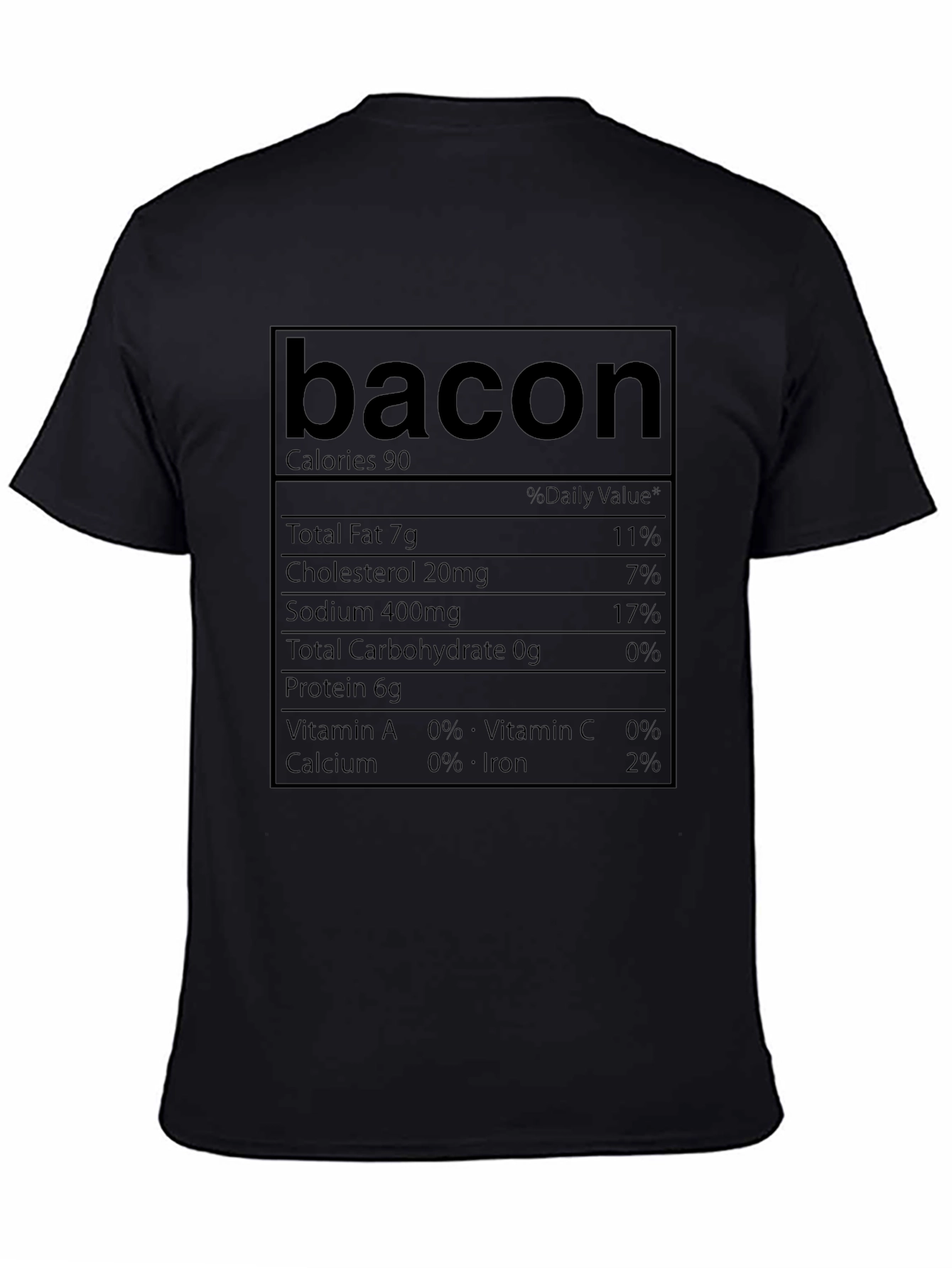 Bacon Nutrition Facts T-Shirt Novelty Foodie Tee