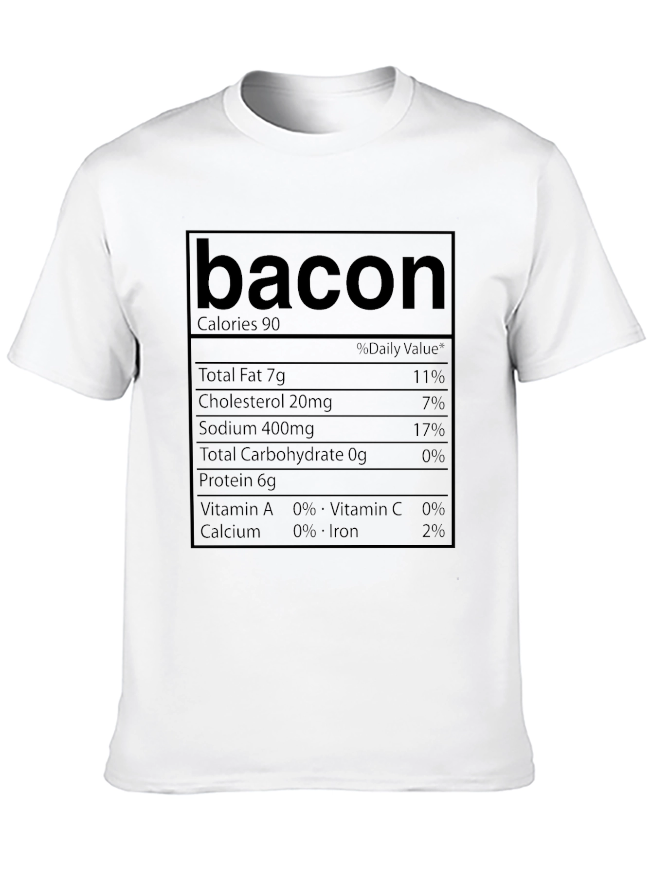 Bacon Nutrition Facts T-Shirt Novelty Foodie Tee
