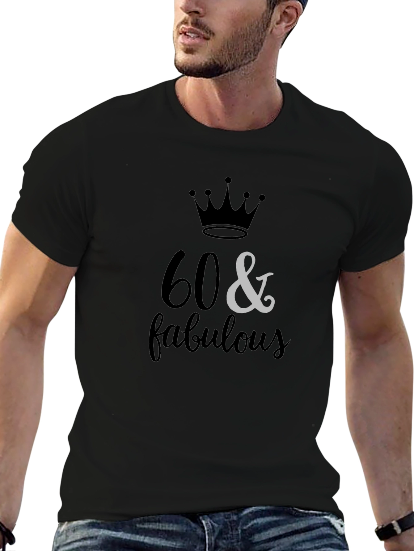 60 & Fabulous Black Graphic Tee