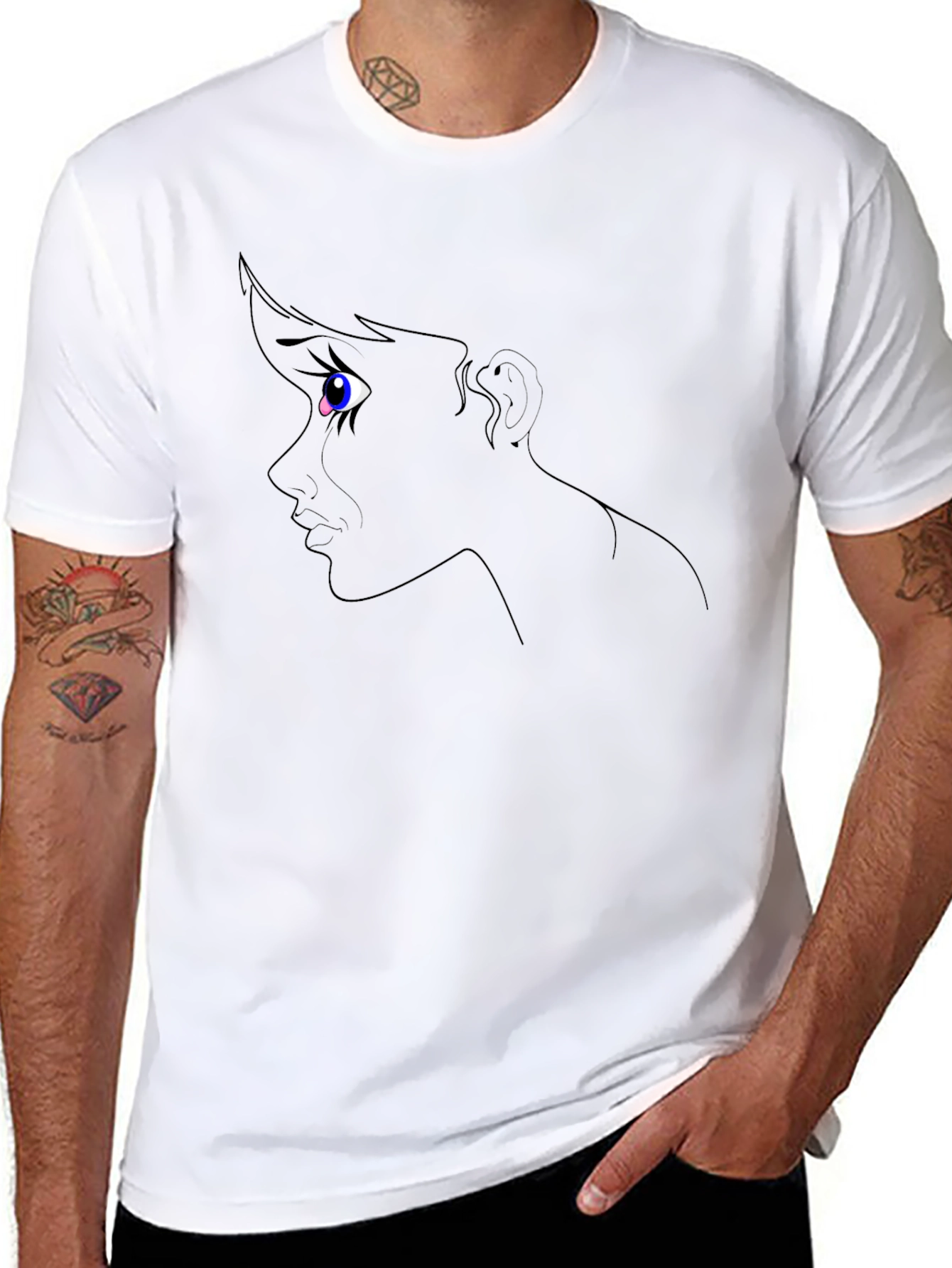 Unique Graphic T-Shirt: Crying Anime Eye Design - Unisex