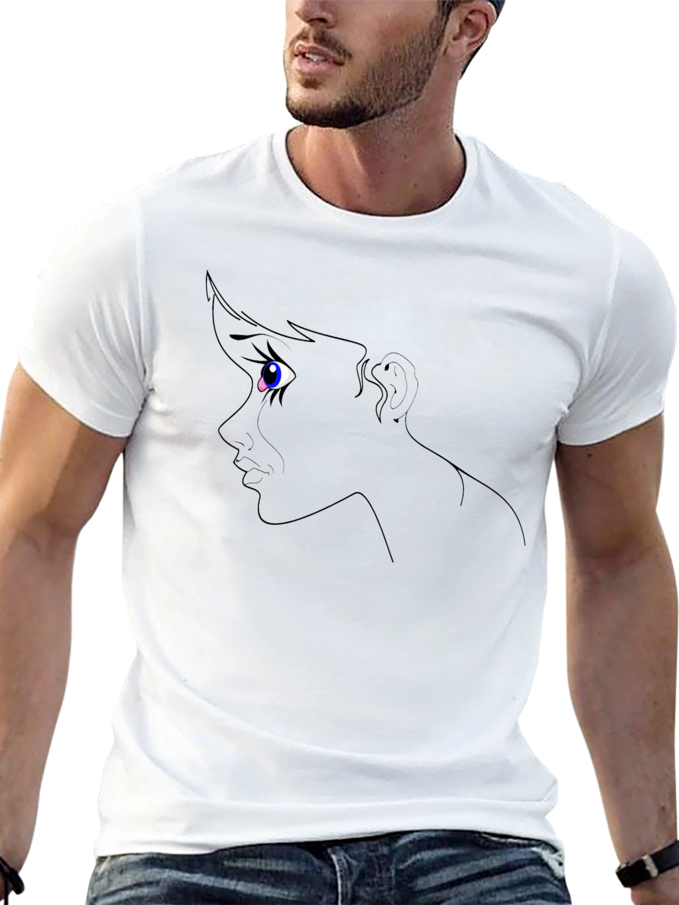 Unique Graphic T-Shirt: Crying Anime Eye Design - Unisex