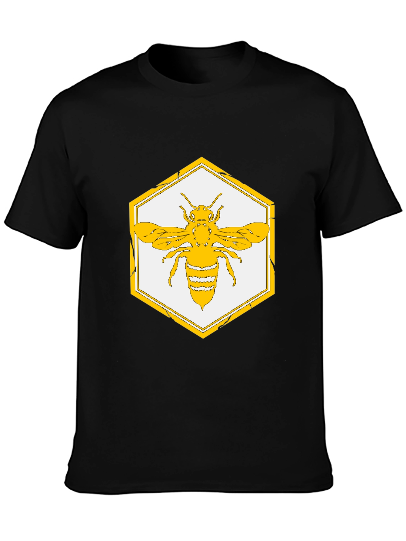 Geometric Bee Graphic Tee - Stylish Honeycomb Design