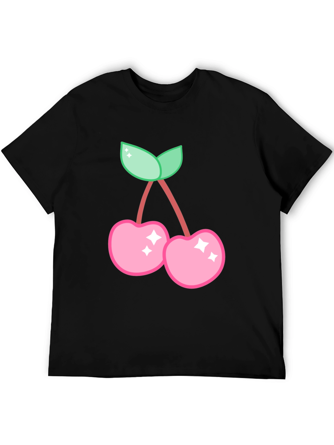 Cute Cherry Graphic Black T-Shirt