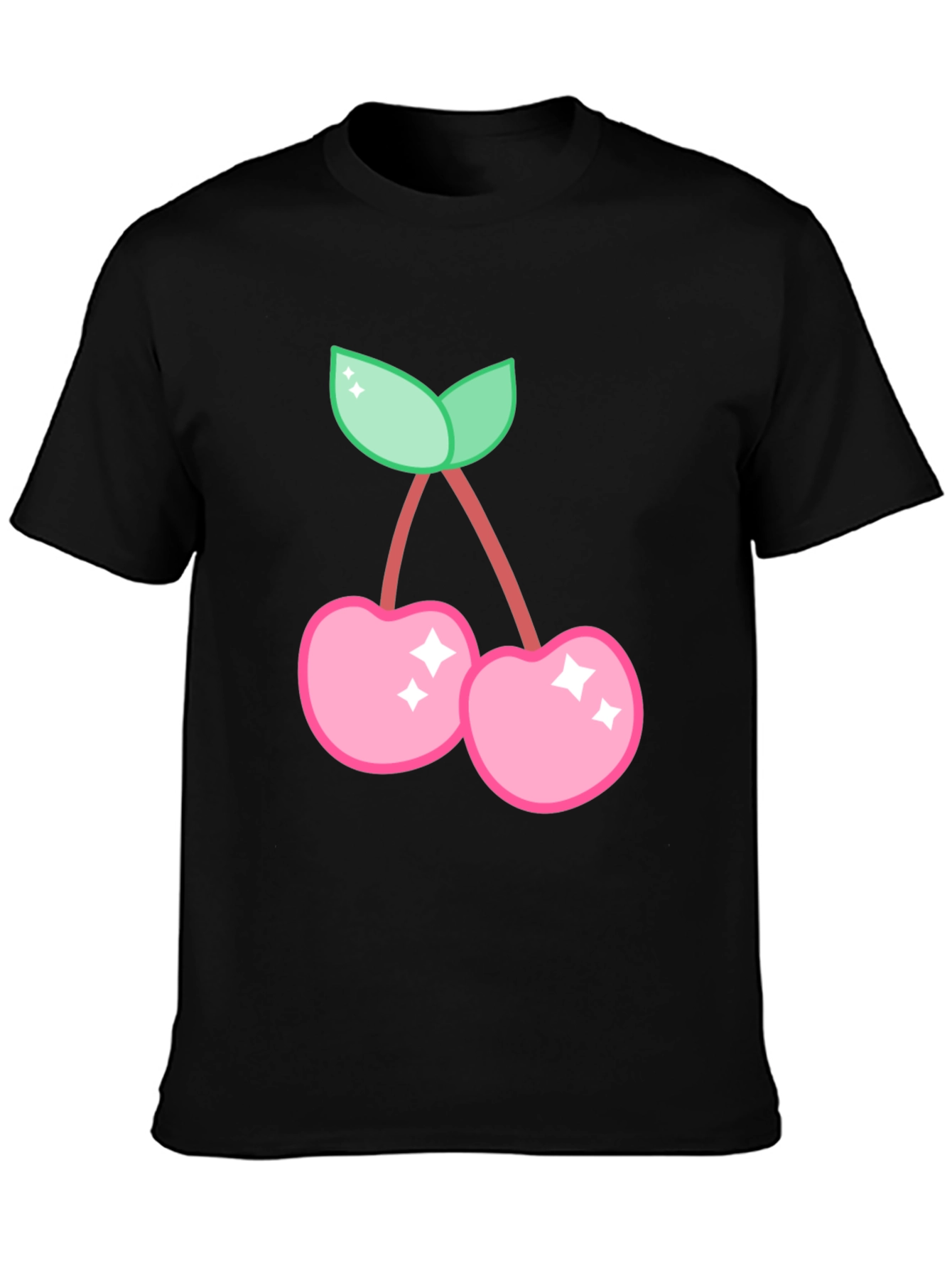 Cute Cherry Graphic Black T-Shirt