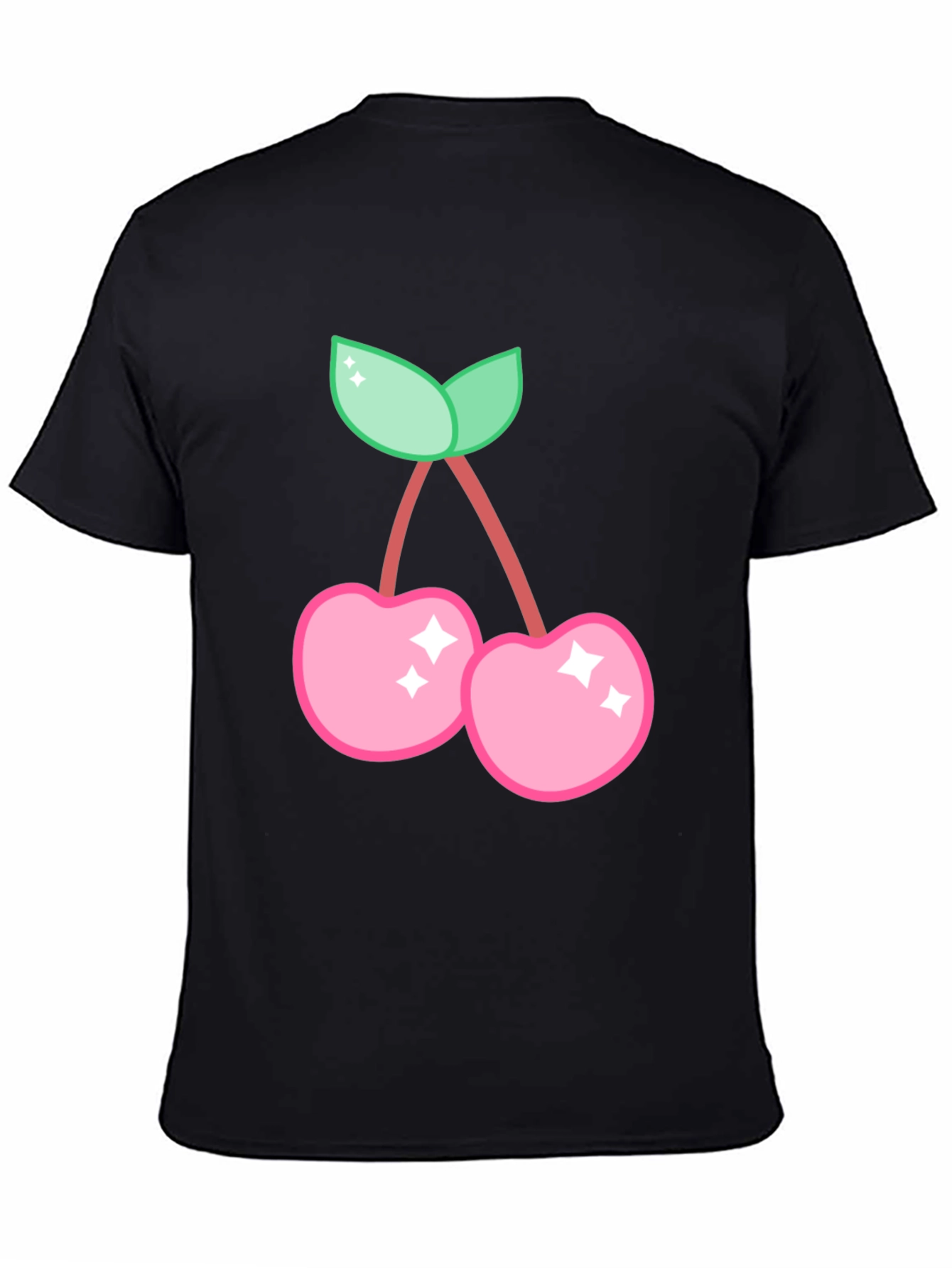 Cute Cherry Graphic Black T-Shirt