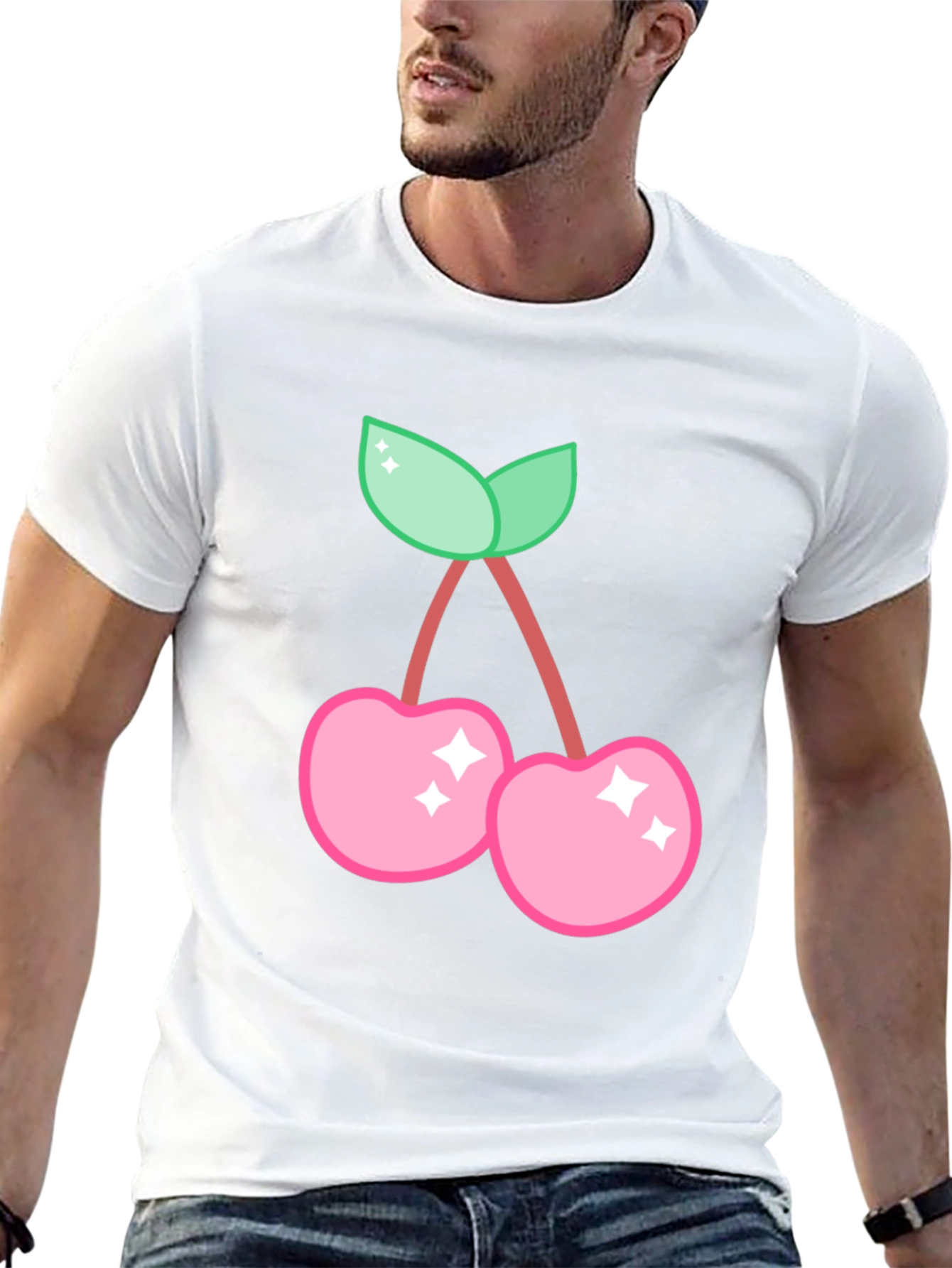 Cute Cherry Graphic Black T-Shirt