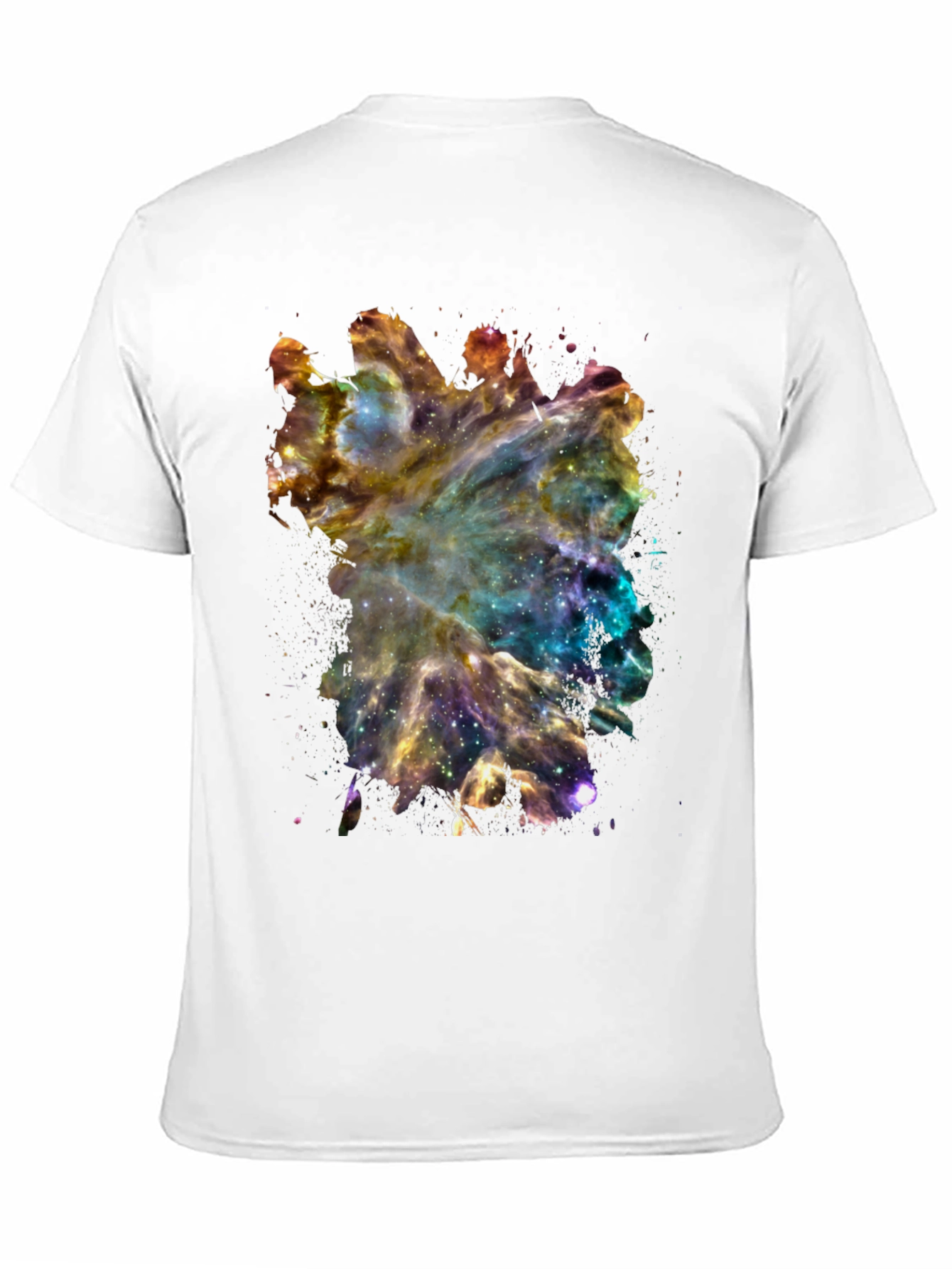 Galaxy Nebula Print Black Cotton T-Shirt