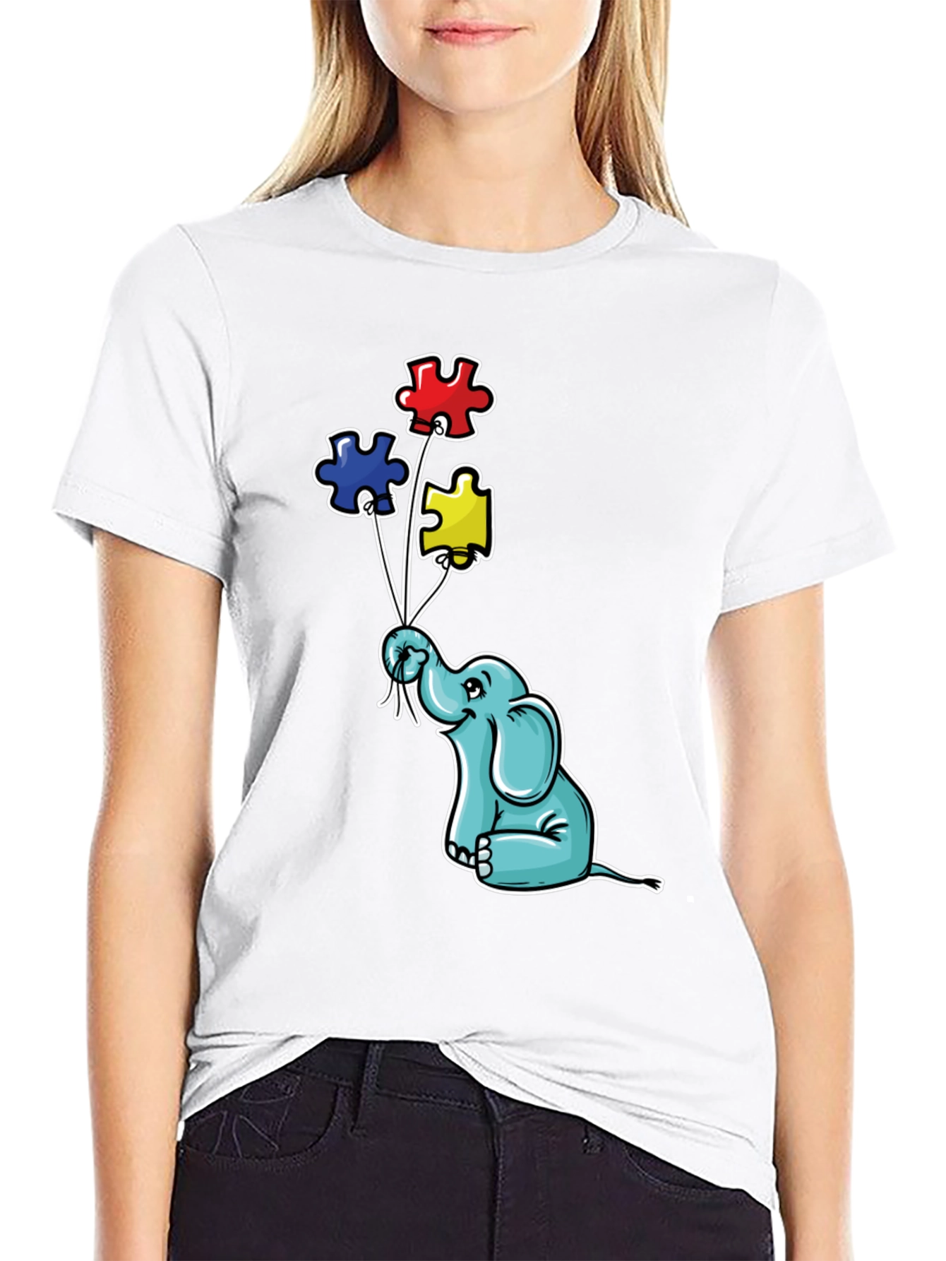 Autism Awareness Elephant Puzzle Piece Balloons T-Shirt