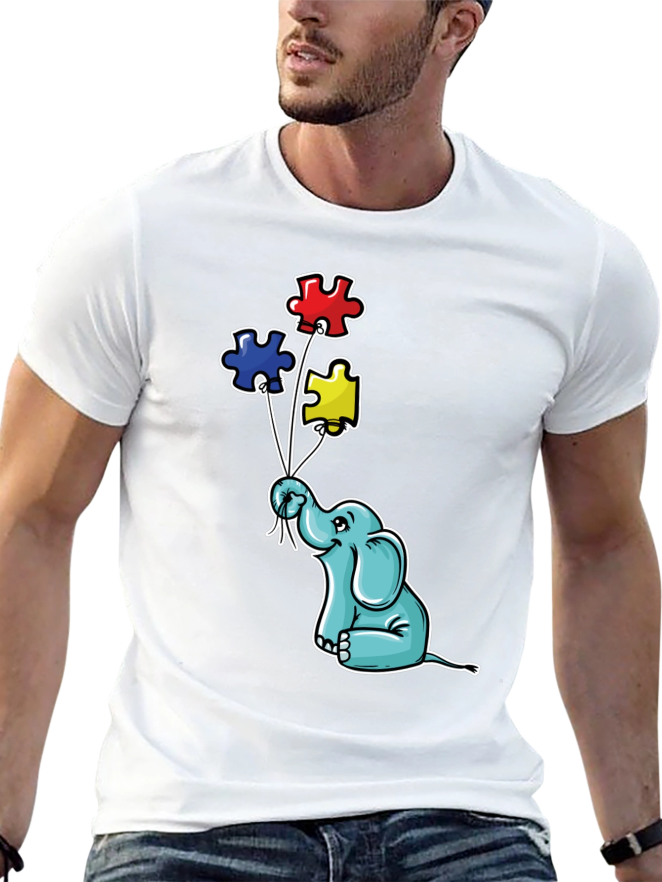 Autism Awareness Elephant Puzzle Piece Balloons T-Shirt