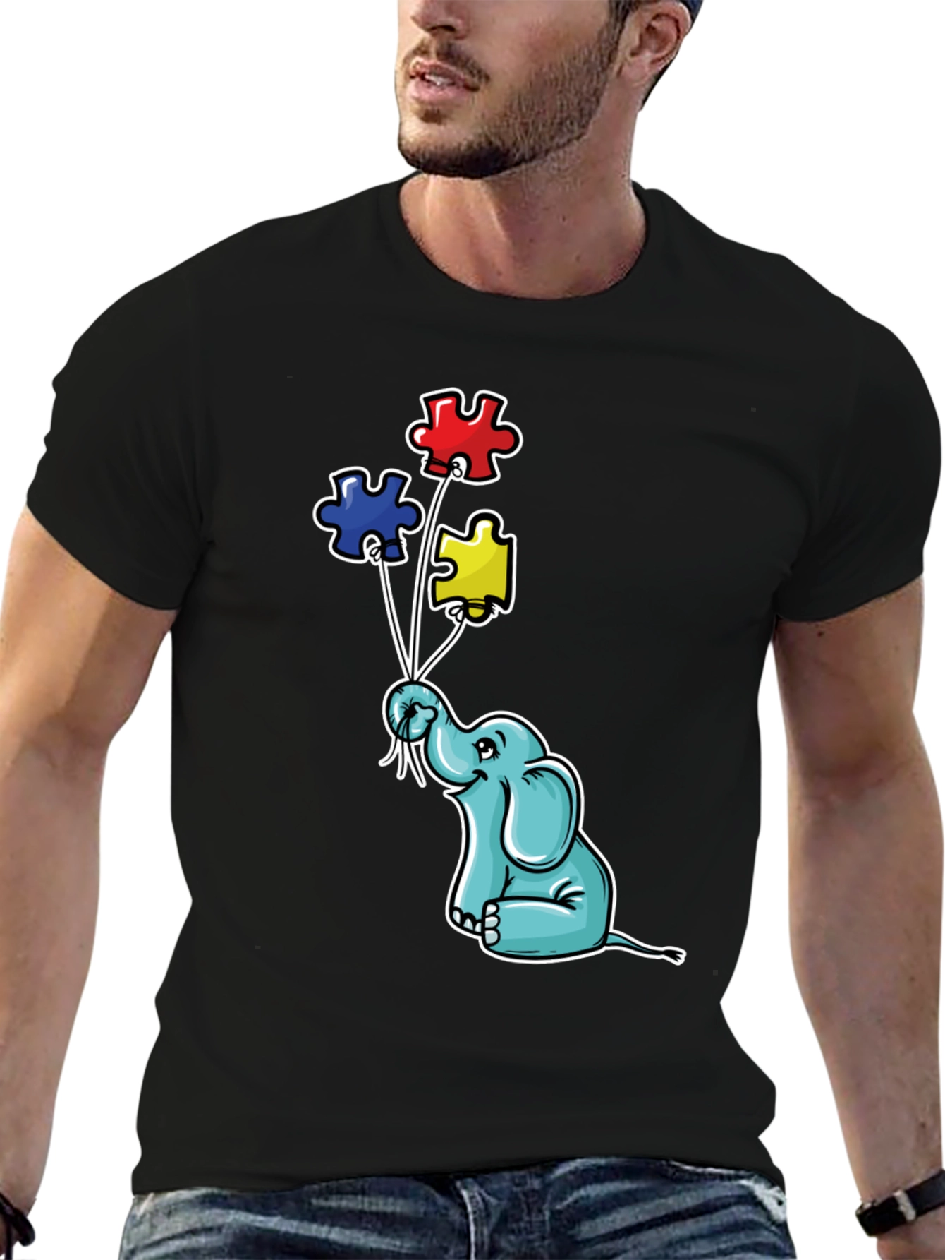 Autism Awareness Elephant Puzzle Piece Balloons T-Shirt