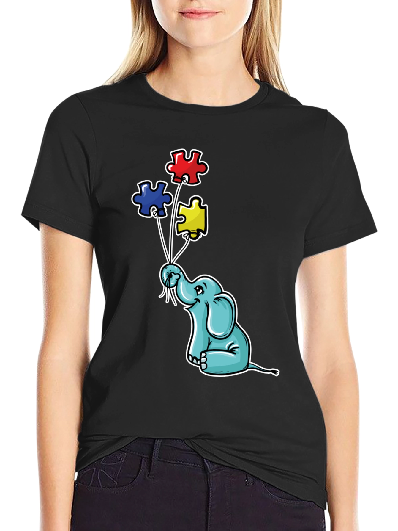 Autism Awareness Elephant Puzzle Piece Balloons T-Shirt