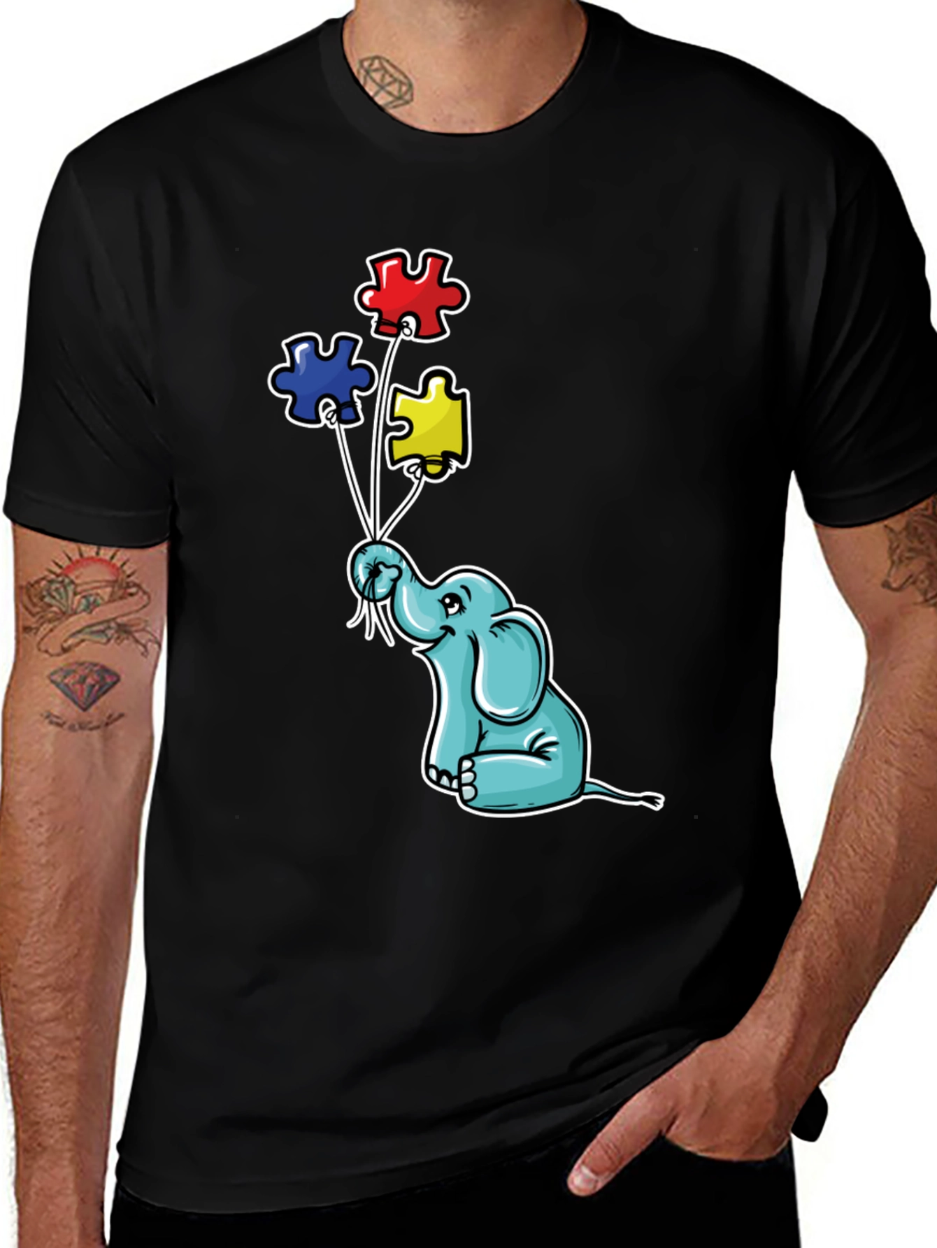 Autism Awareness Elephant Puzzle Piece Balloons T-Shirt